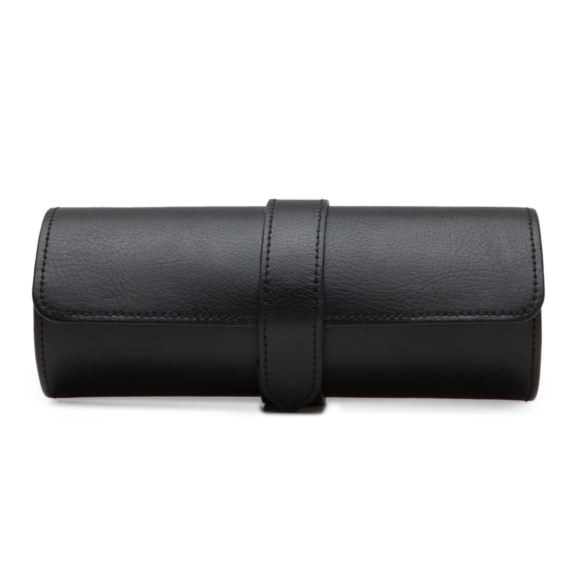Premium WOLF Heritage Watch Roll for Men - Vegan Leather Travel Case with Ultra-Suede Lining (Holds 3 Watches) - Black/Purple Design with Snap Closure & 2 Watch Guards - Perfect for Business Travel, Watch Collectors & Luxury Storage