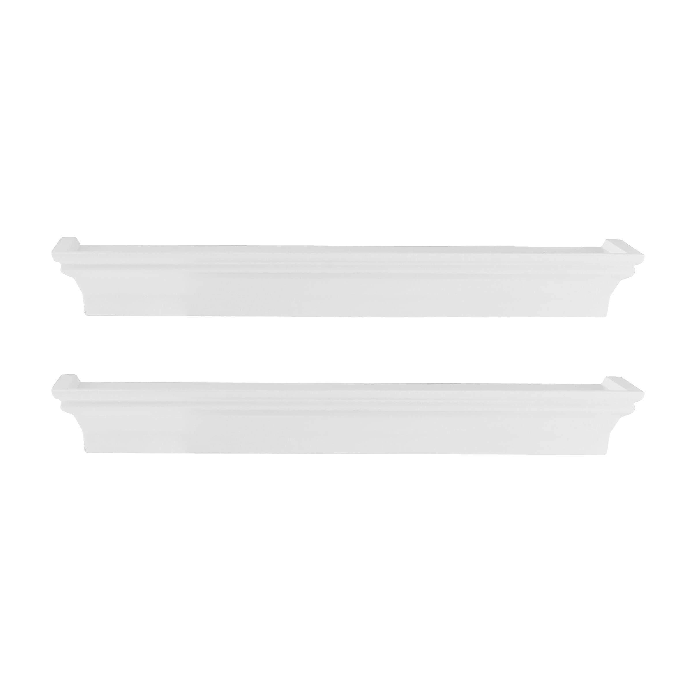 Melannco Arlington Floating Wall Shelves - Set of 2, 14-Inch, White - Modern Minimalist Shelving for Bedroom, Living Room, Nursery, Bathroom & Office - Perfect for Displaying Books, Photos, Decor & Storage