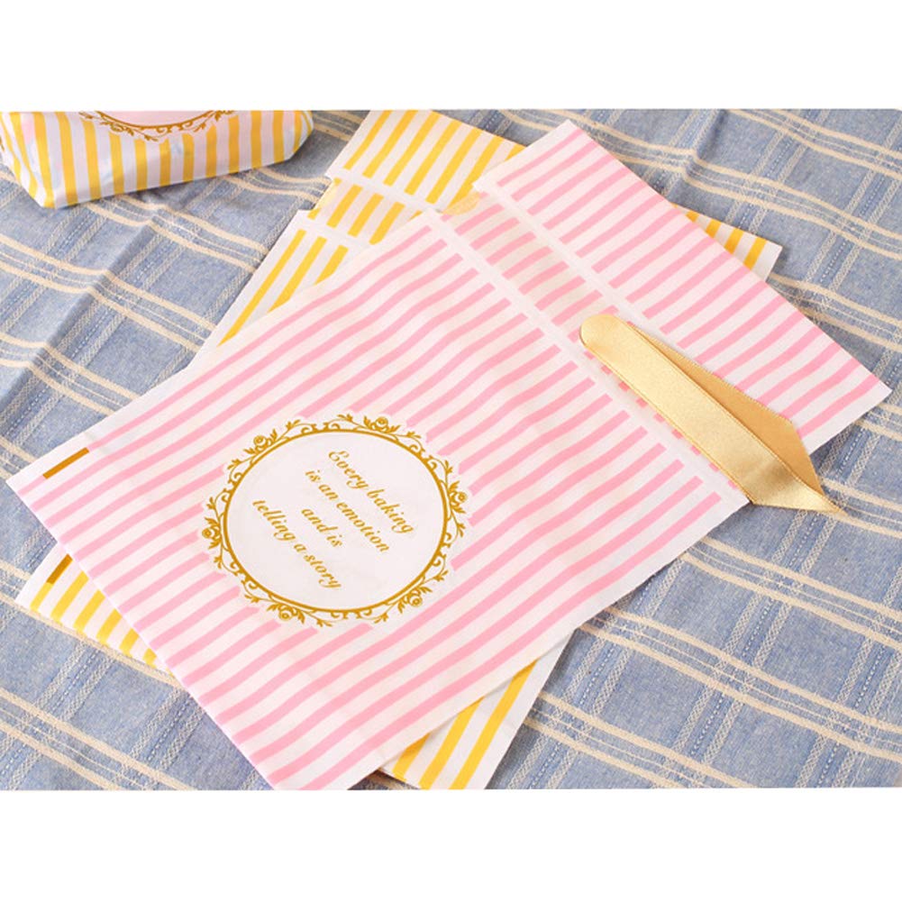 20 Pcs Pink & Yellow Stripe Treat Bags - 9.25