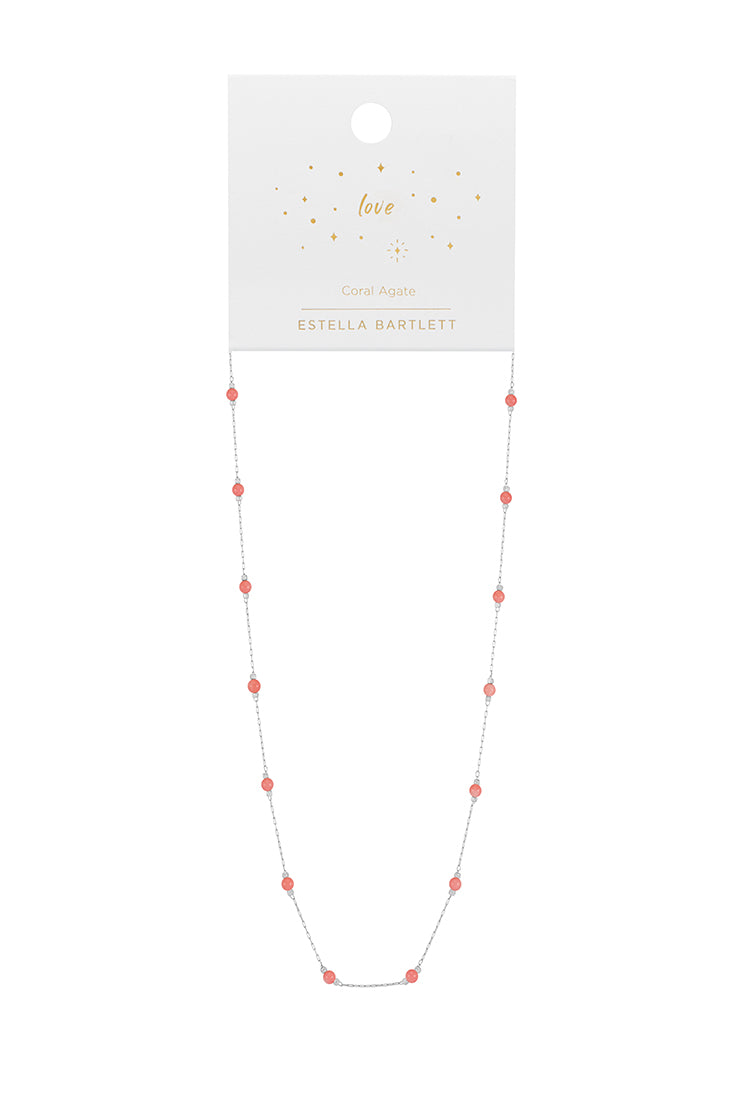 Healing Coral Agate Gemstone Beaded Necklace for Women - Natural Stone Jewelry for Stress Relief & Positive Energy - Perfect for Meditation, Yoga & Spiritual Healing