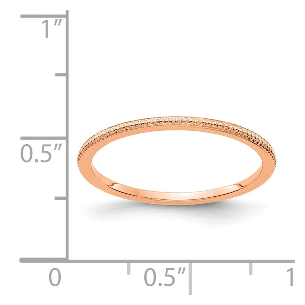 14K Rose Gold 1.2mm Bead Stackable Band Ring - Dainty Thin Wedding, Anniversary, Promise Ring for Women - Perfect for Everyday Wear, Stacking & Special Occasions