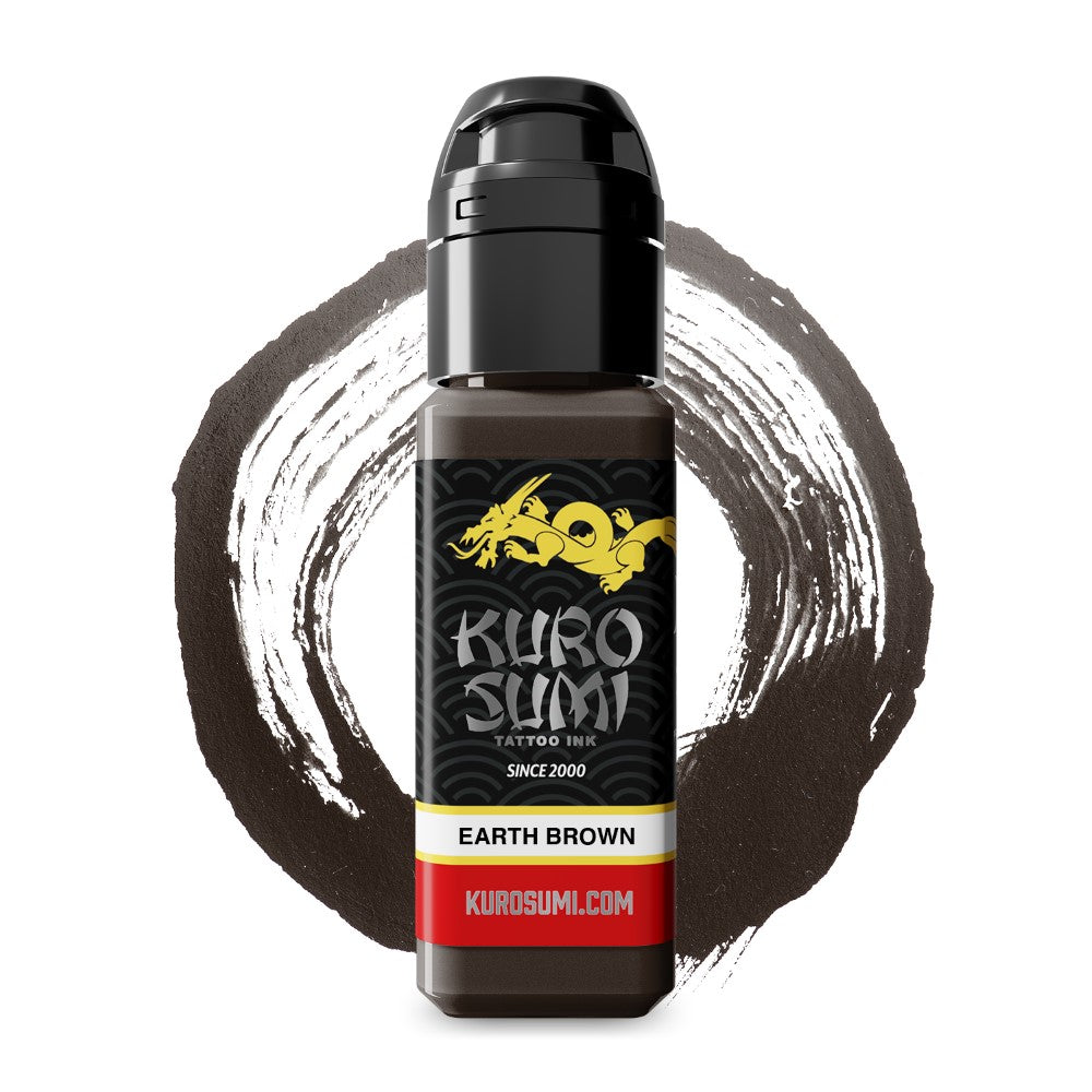 Kuro Sumi Earth Brown Tattoo Ink - Professional Vegan Tattoo Ink for Artists - Safe & Long-Lasting - Perfect for Realism, Portraits & Traditional Tattoos