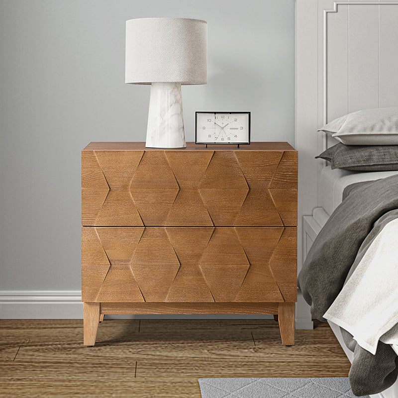 2-Drawer Nightstand with Built-in USB Outlets - Modern Bedside Table for Charging Devices, Perfect for Bedroom, Living Room, or Office