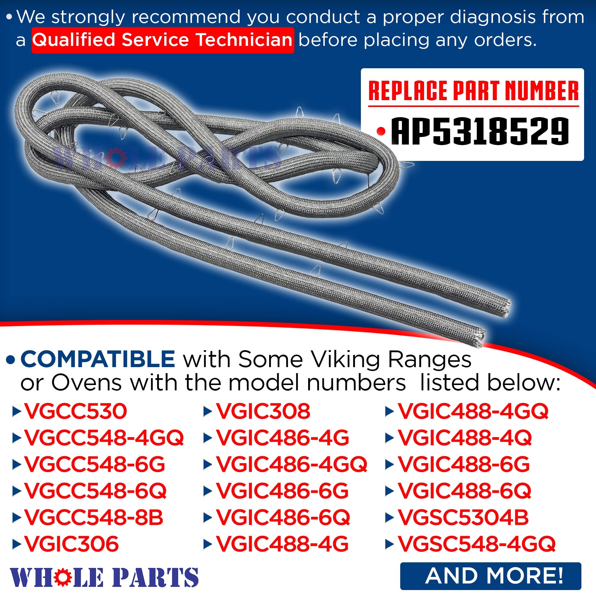 Viking Range & Oven Door Seal Replacement with 34 Mounting Clips - Part# 000042-000 - Compatible with Select Viking Models - Perfect for Kitchen Appliance Repair & Maintenance