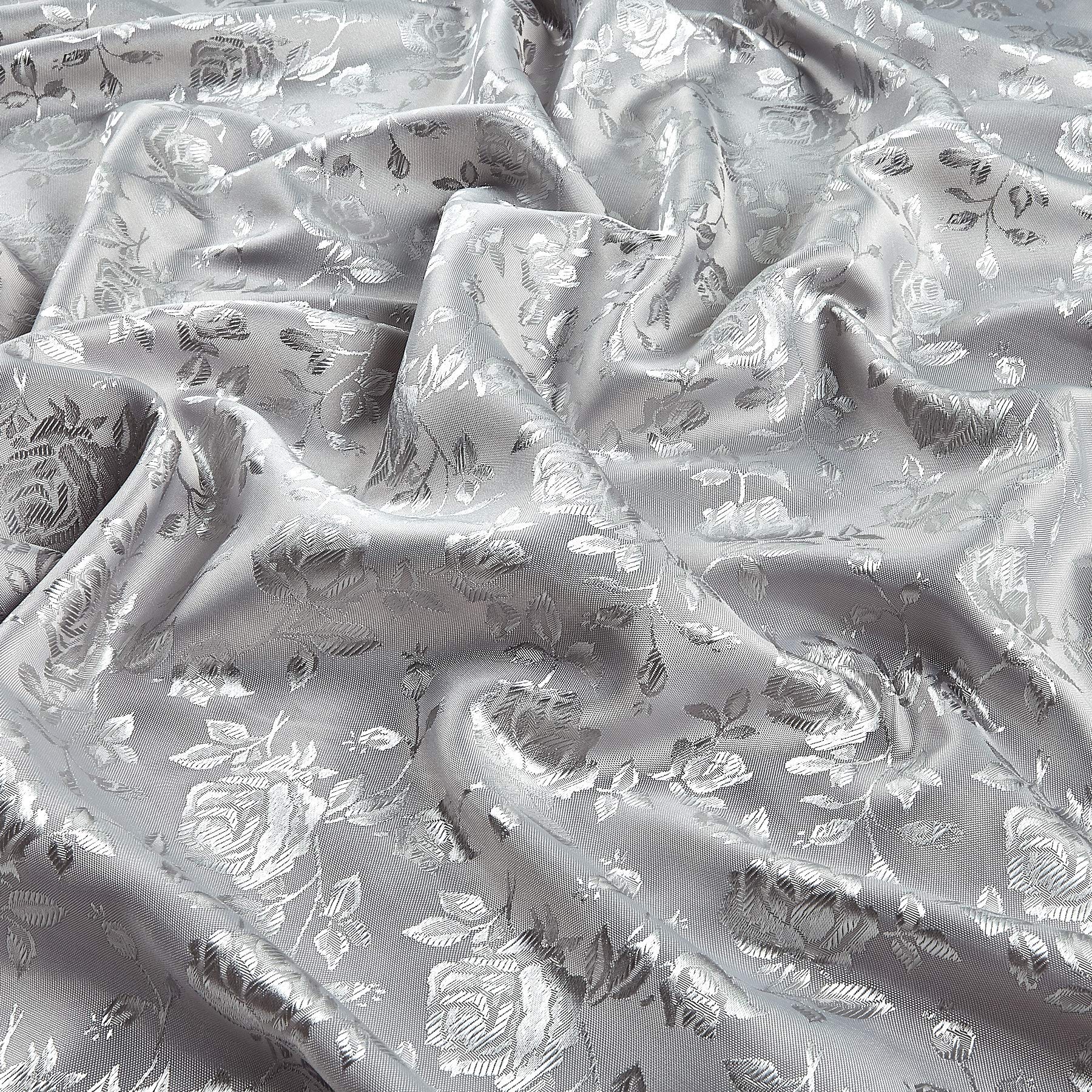Rose Satin Jacquard Silver Fabric by the Yard - Elegant Drapery & Upholstery Material for Wedding Decor, Home Furnishings, and DIY Sewing Projects