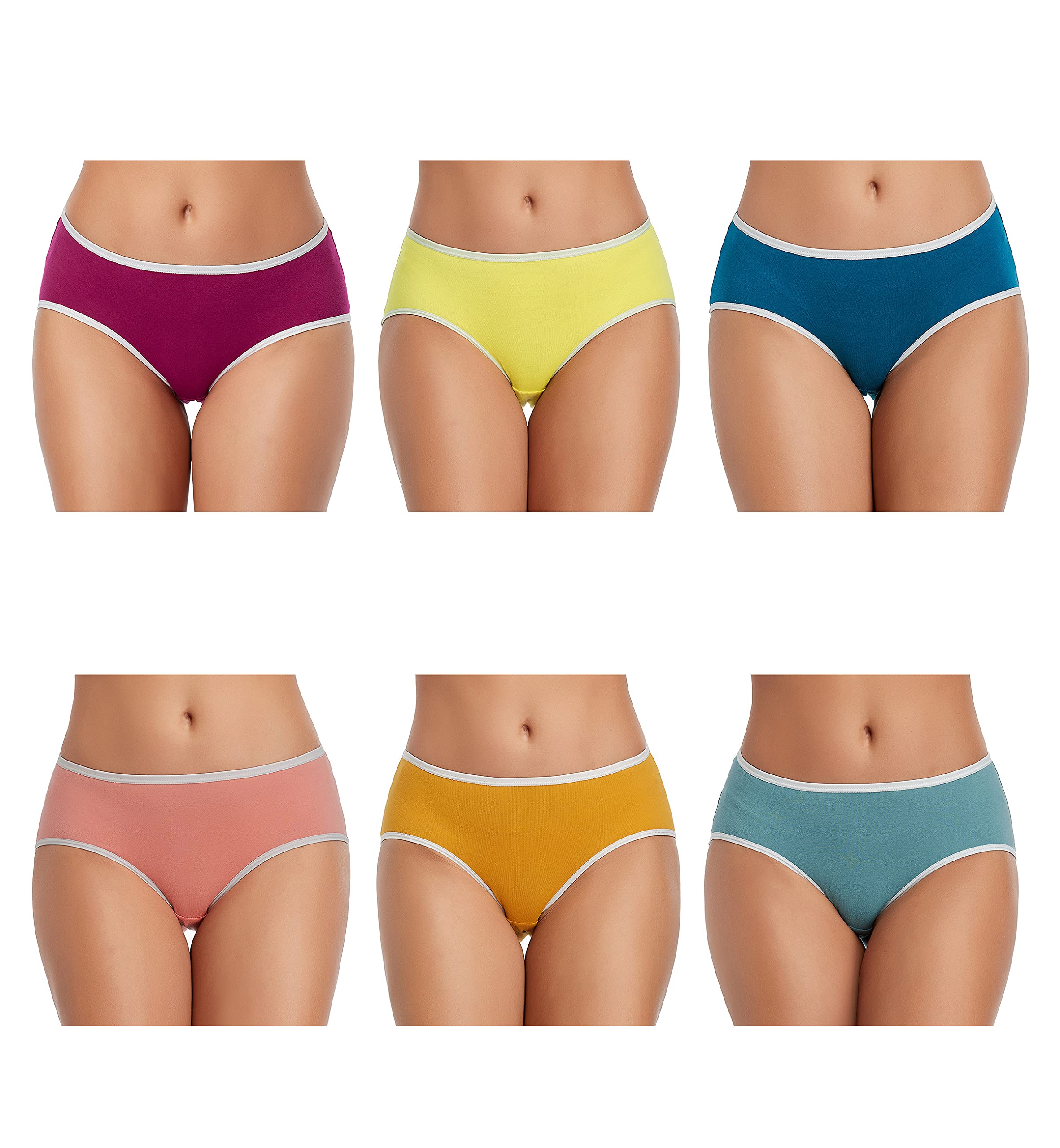 Women's Cotton Mid Rise Hipster Underwear - Full Coverage Stretchy Panties 5-Pack | Soft Breathable Comfort for Everyday Wear, Workout & Lounge