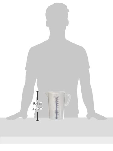 De Buyer 2L Transparent Plastic Graduated Measuring Jug Pot - 21.5cm Height for Baking, Cooking & Mixing - Perfect for Kitchen, Lab & DIY Projects