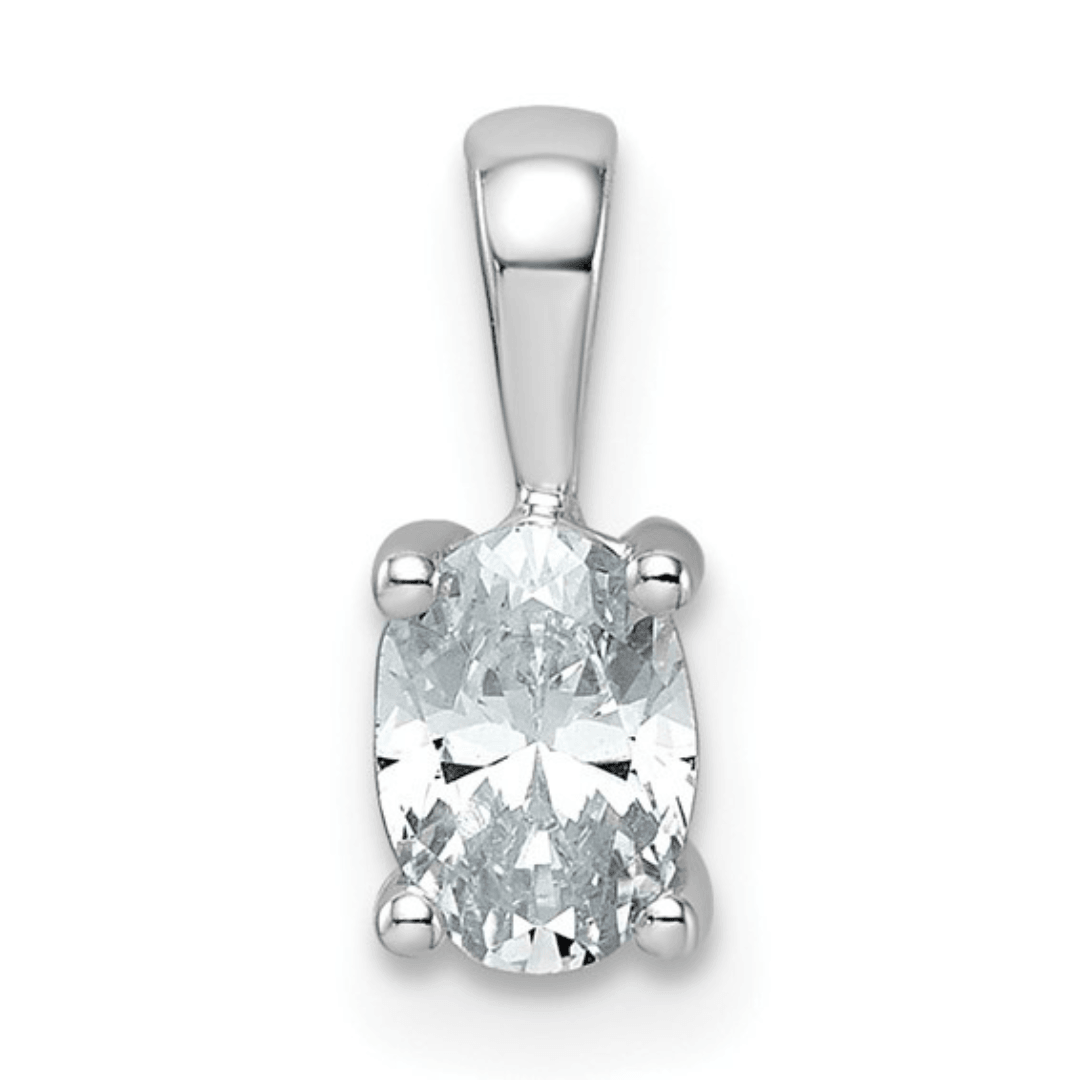 14K White Gold Lab-Grown Oval Diamond Solitaire Pendant Necklace - Elegant Jewelry Gift for Women, Perfect for Weddings, Anniversaries & Special Occasions