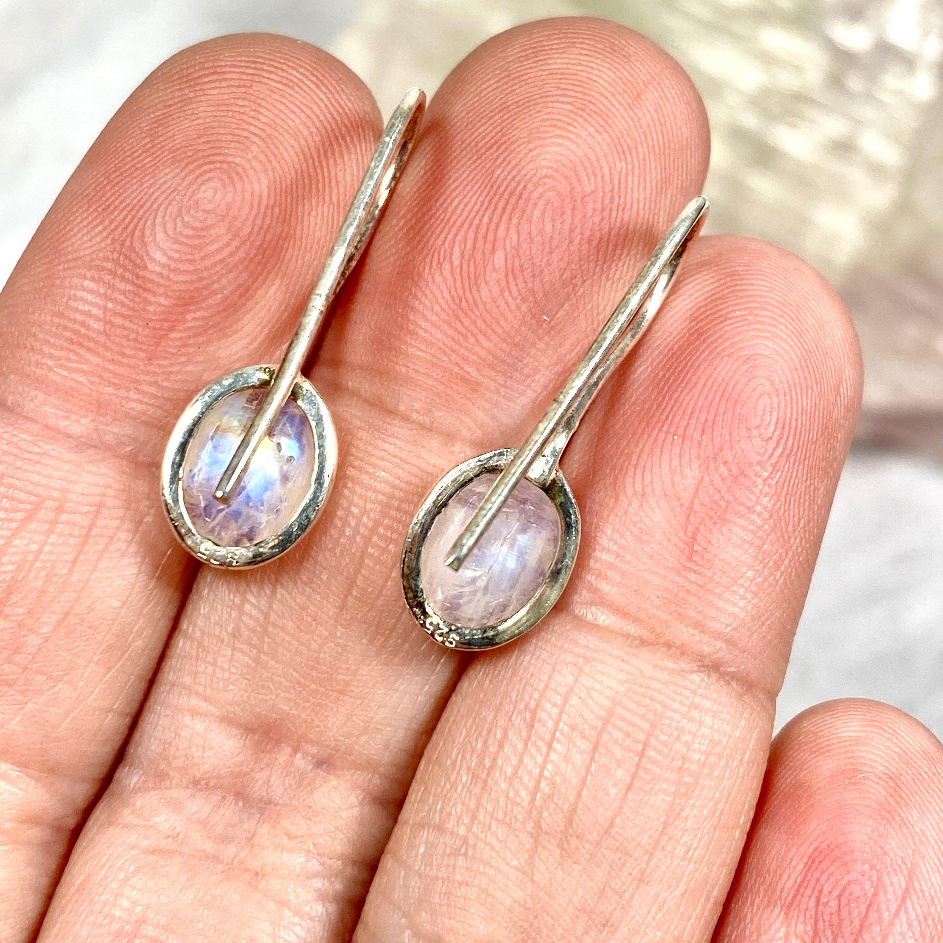 Moonstone Faceted Oval Earrings for Women - Sterling Silver Dangle Drop Earrings - Elegant Jewelry Gift for Her - Perfect for Parties, Weddings & Special Occasions