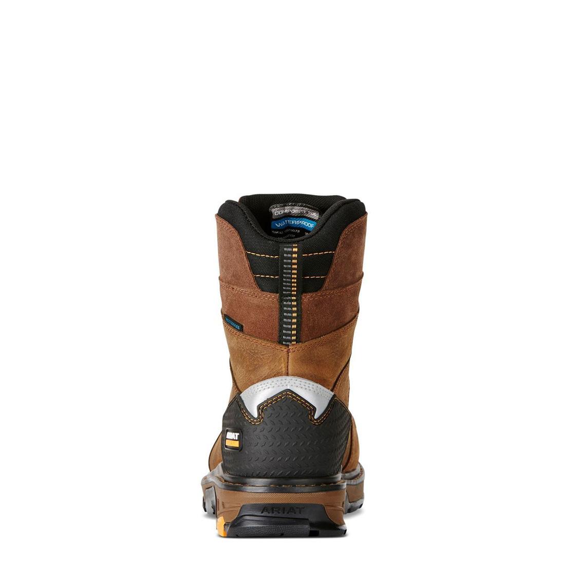 Intrepid 8-Inch Composite Toe Waterproof Work Boots for Men - Rye Brown - Safety Shoes for Construction, Warehouse & Outdoor Work