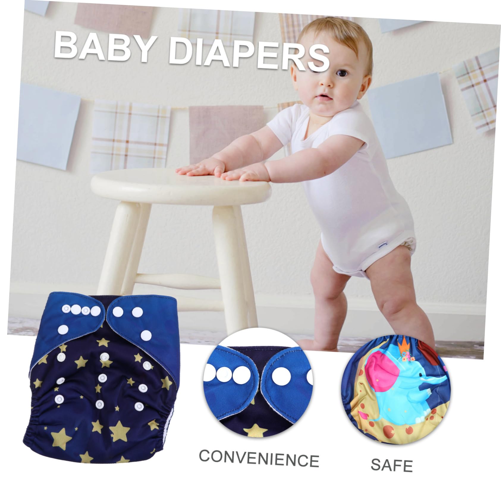 UPKOCH 3 Pack Reusable Baby Cloth Diapers - Waterproof Washable Training Pants for Newborns & Toddlers | Eco-Friendly Nappies for Potty Learning & Overnight Protection