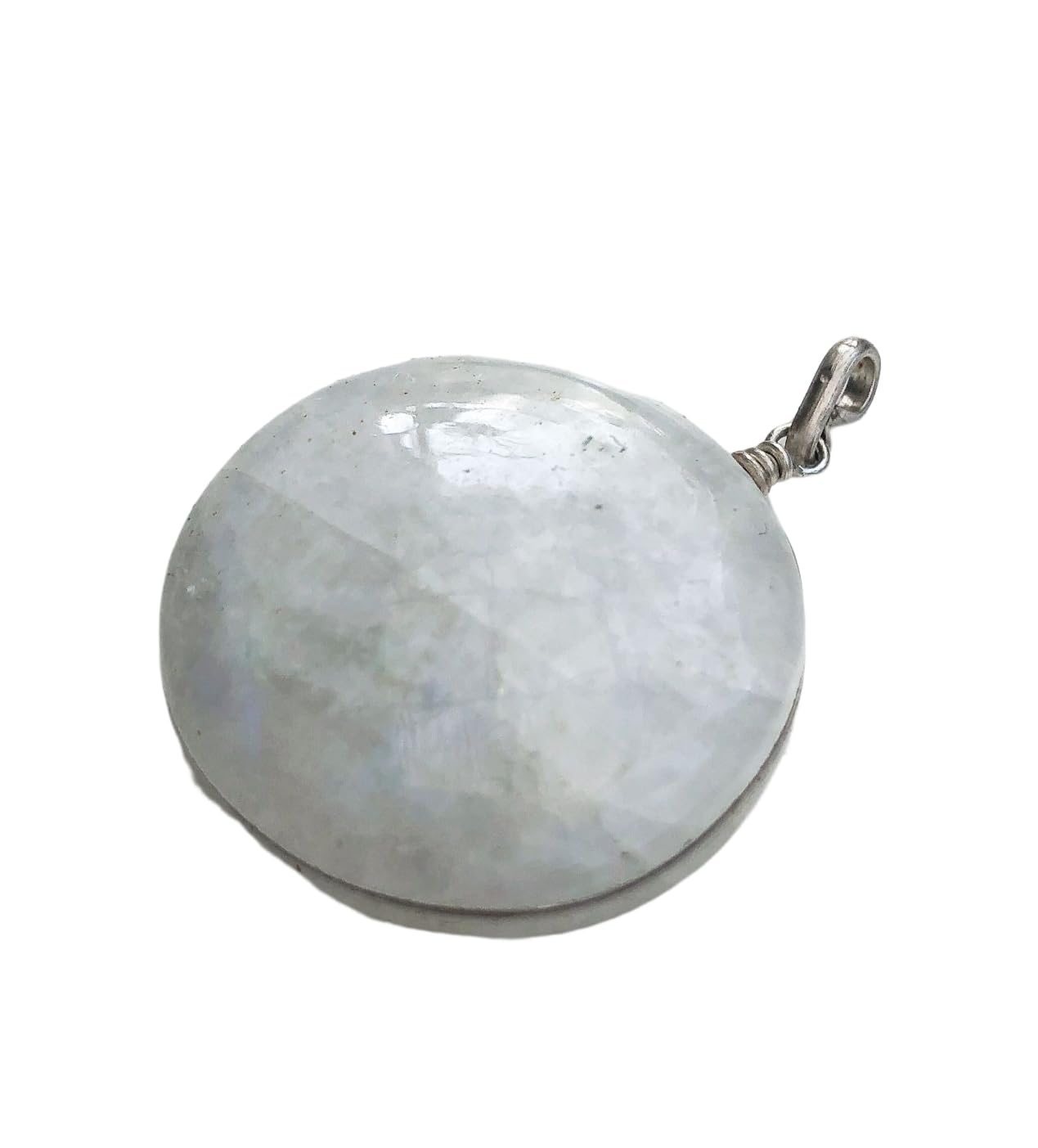 Natural Round Moonstone Silver Pendant Necklace - Tiny Boho Spiritual Jewelry Gift for Women, Perfect for Meditation, Yoga & Everyday Wear