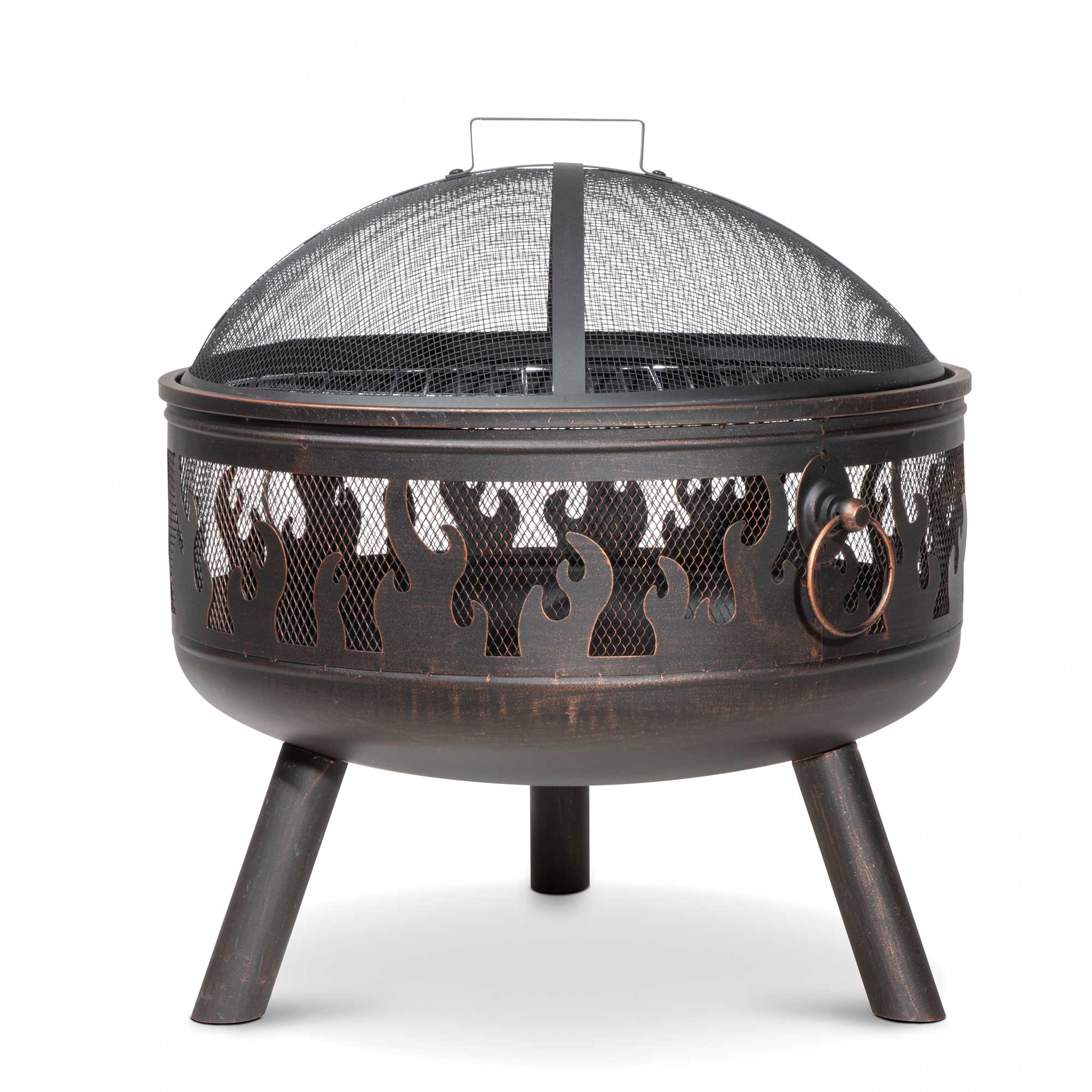 Premium Outdoor Fire Pit with Cooking Grill - Heavy Duty Steel Fireplace for Patio, Backyard & Camping - Includes Safety Screen & Poker - Perfect for BBQs, Gatherings & Cold Nights