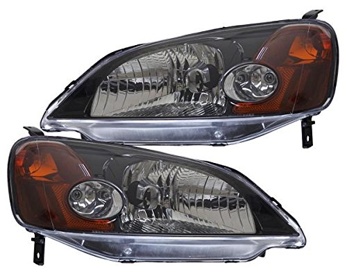 2003-2004 Georgie Boy Velocity RV Motorhome Replacement Headlights - Pair (Left & Right) Black Front Lamps for Improved Night Visibility | Perfect for RV Restoration & Road Trips