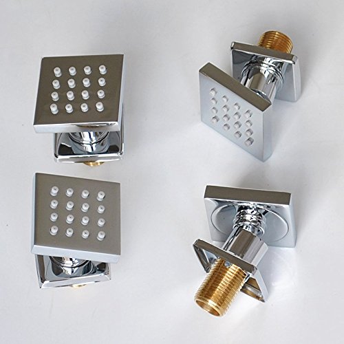 Premium Square Solid Brass Shower Body Spray with Chrome Finish - Spa Massage Jets Set for Water Saving In-Wall Bathroom Shower System | Perfect for Luxury Home Spa, Hotel Bathroom Renovation & Water-Efficient Shower Experience