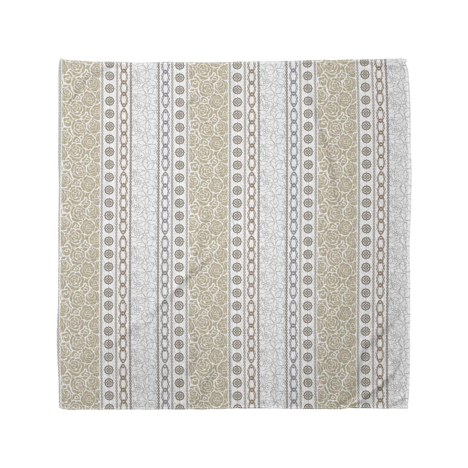 Ambesonne Rose Unisex Bandana - Vintage Floral Victorian Style Bandana in Grey, Tan & White - Perfect for Outdoor Activities, Music Festivals & Fashion Accessories