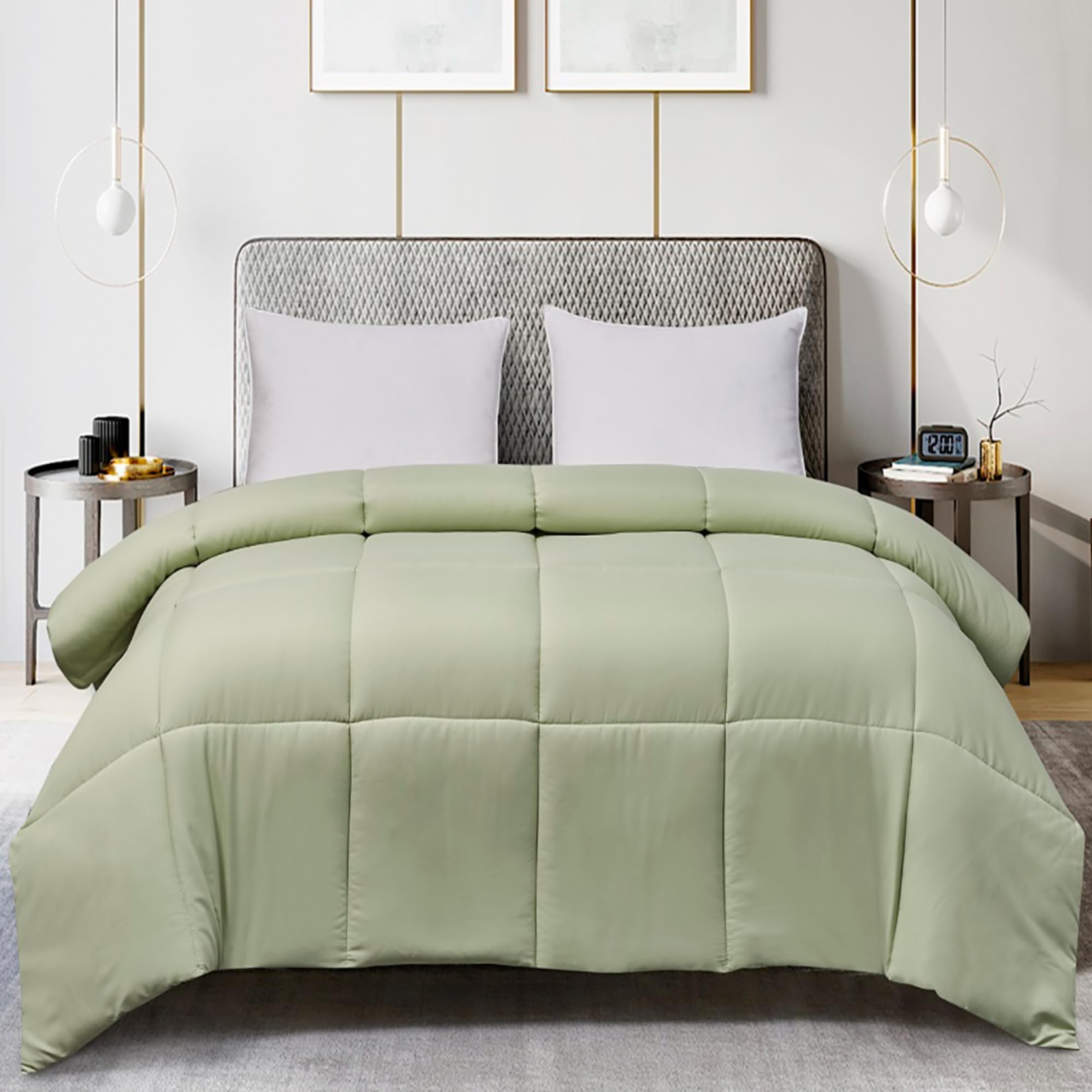 Breathable Microfiber Duvet Insert - Blue Ridge Comforter | All-Season Reversible Down Alternative Quilt | Summer Cooling & Winter Warmth | Twin Size in Sage Green | Perfect for Bedroom, Guest Room & Dormitory