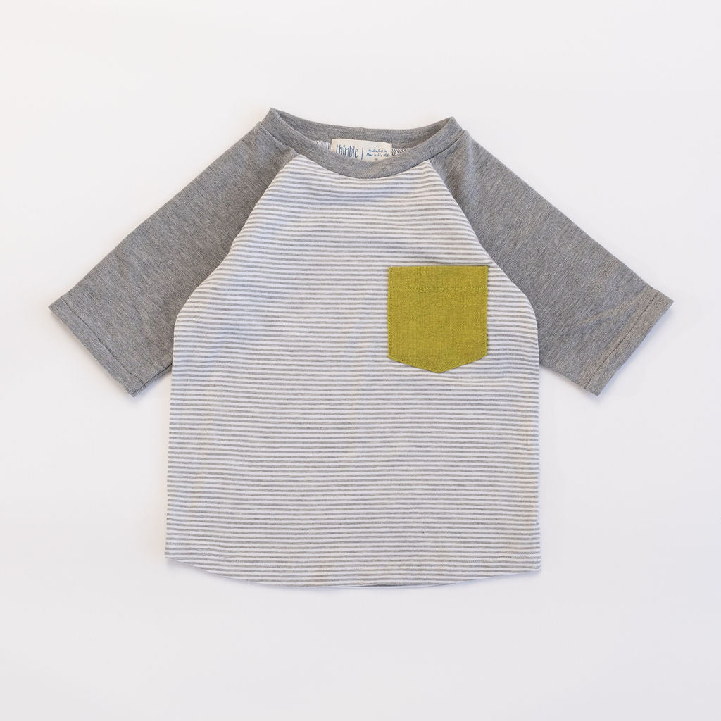 Men's Raglan Pocket T-Shirt in Stone Stripe - Comfortable Casual Short Sleeve Tee for Everyday Wear, Gym & Outdoor Activities