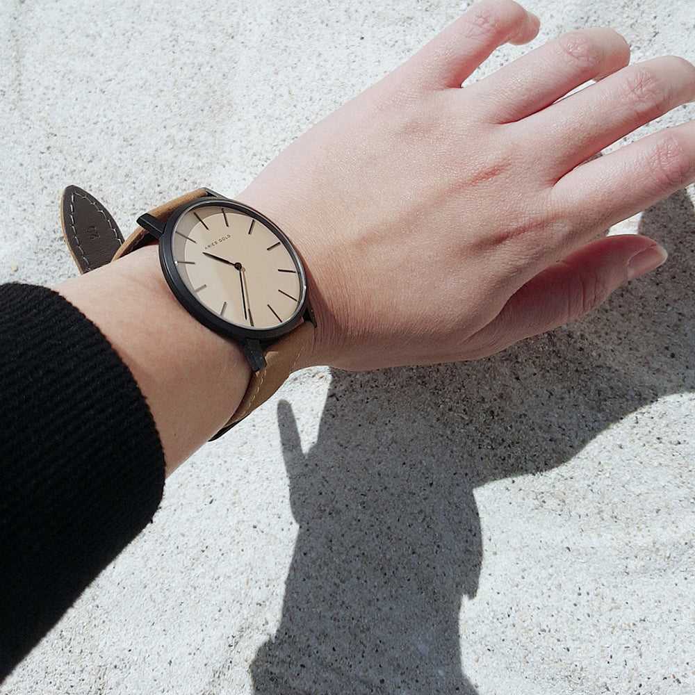 ARIES GOLD URBAN SANTOS G 1022 BK Men's Watch - Brown Leather Strap, Classic Chronograph Design for Business & Casual Wear