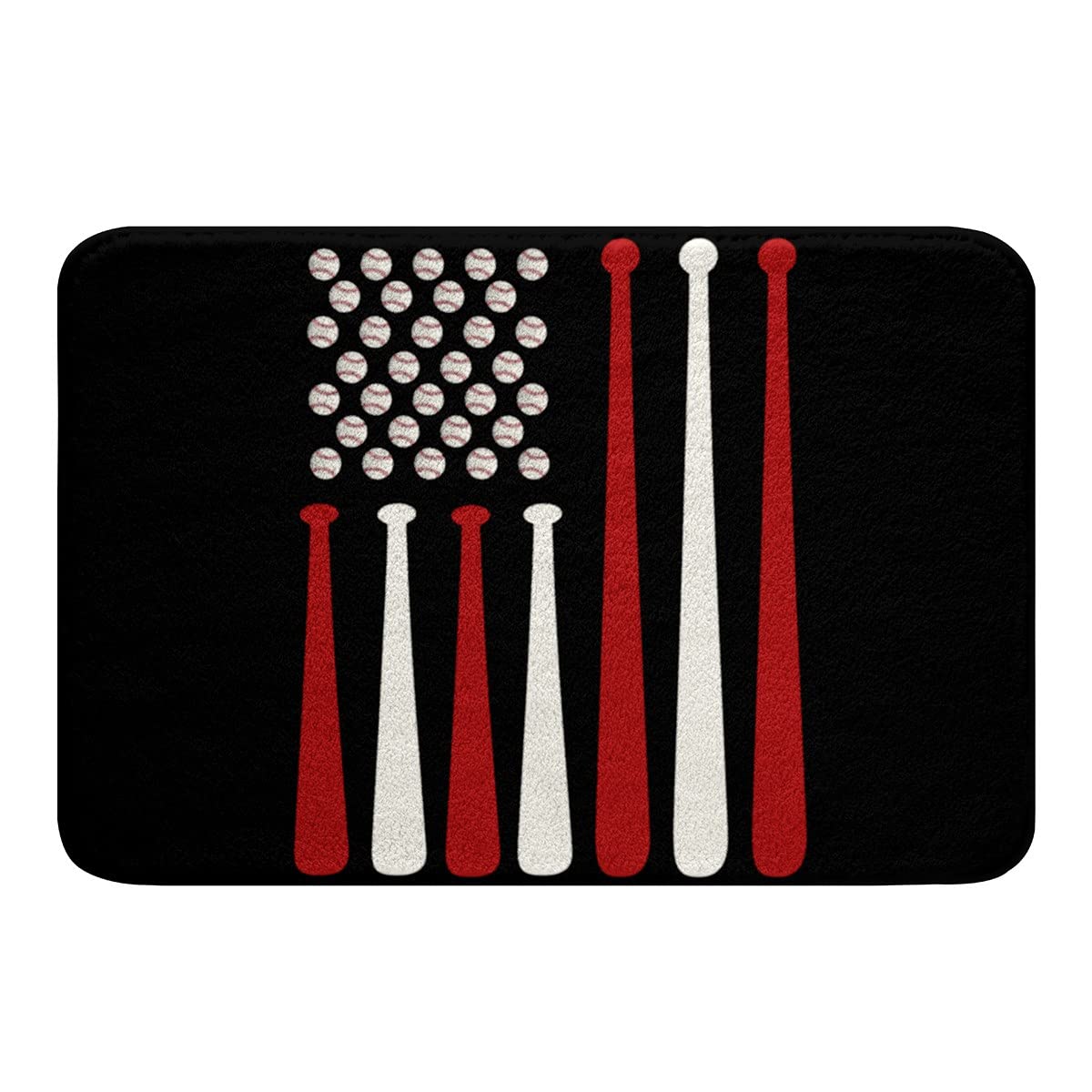 3D Baseball Bath Rug for Kids - Soft Polyester Fleece Non-Slip Door Mat - 16x24 Inch Red Black Sports Themed Carpet - Perfect for Bathroom Floor, Bedroom & Game Room Decor - Great Gift for Baseball Fans