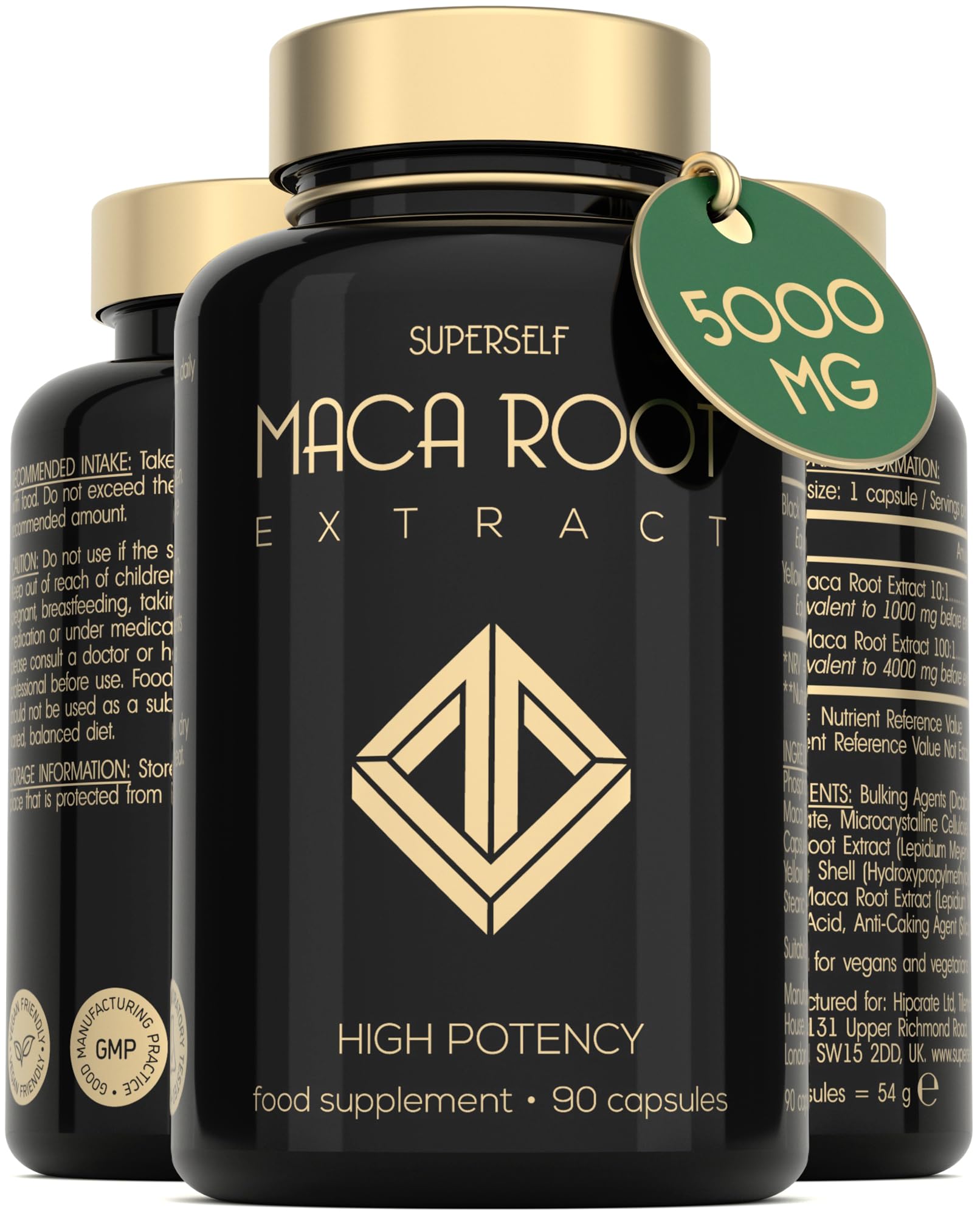 5000mg Maca Root Capsules for Women & Men - High Potency Herbal Supplement with Black & Yellow Maca Powder Extract - 90 Tablets - British Made Energy & Vitality Booster for Workout, Stress Relief & Hormonal Balance
