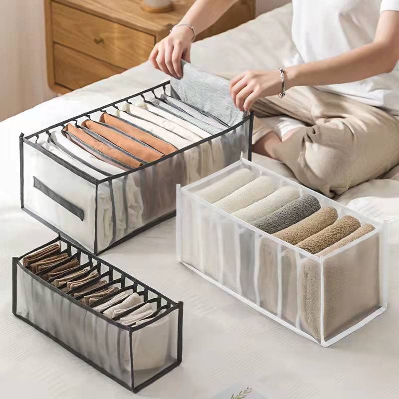 Foldable Clothes Storage Organizer - Pants & Jeans Organizer Box with Separators, Shirt Drawer Organizer for Closet & Home Supplies | Perfect for Bedroom, Dorm, and Travel Packing
