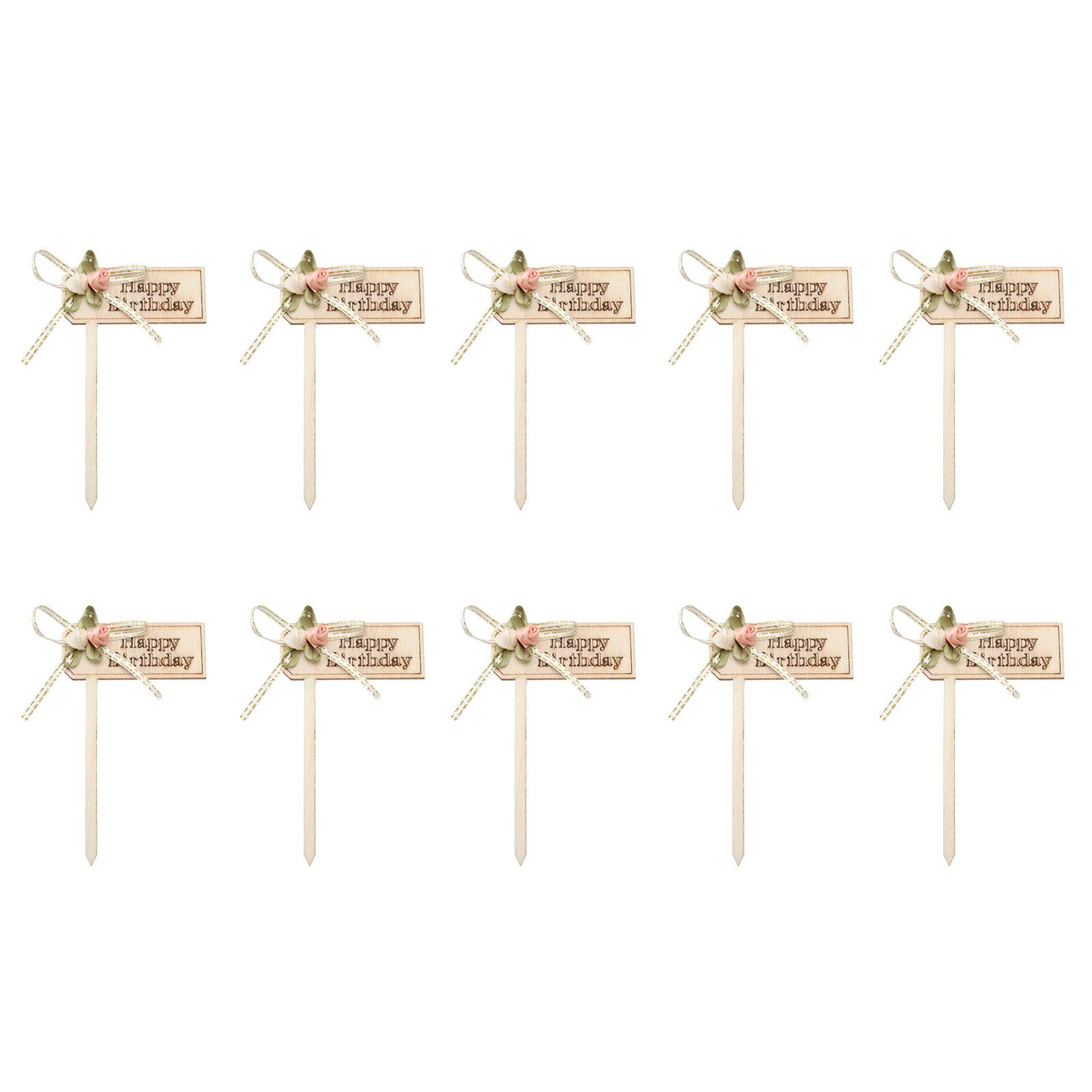 BESTOYARD 10pcs Wooden Cake Toppers - Baking Cake Decorations for Birthday, Wedding & Christmas Parties - Perfect for DIY Dessert Toppers and Holiday Table Decor