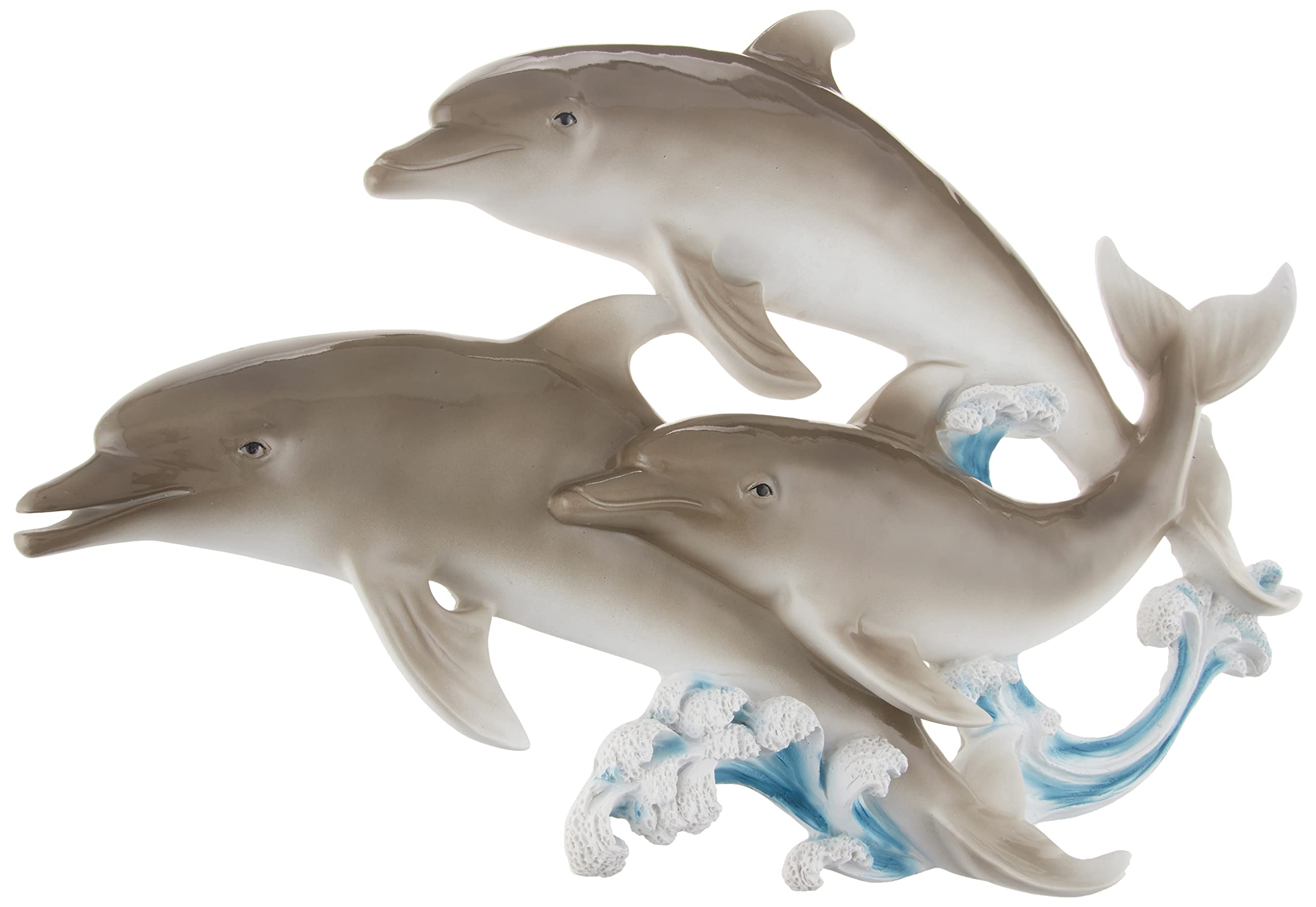Design Toscano 25-Inch Good Seas Dolphin Wall Sculpture - Handcrafted Full Color Finish Marine Decor for Beach House, Coastal Living Room or Ocean-Themed Bedroom