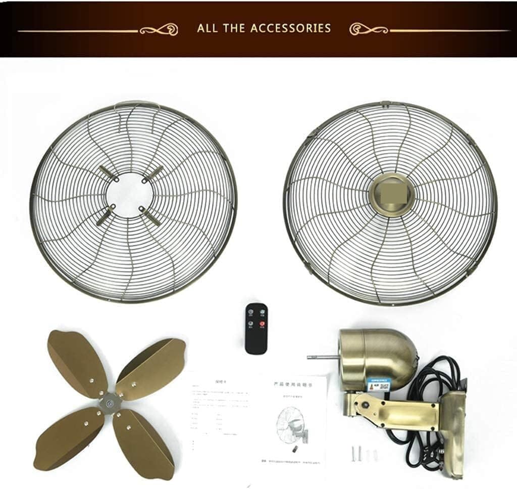 FOELANNE 16 Inch Retro Industrial Wall Fan with Copper Motor & Remote Control - 3 Speed Adjustable, Wide Angle Oscillation - Vintage Bronze for Home, Office, Garage & Patio Cooling
