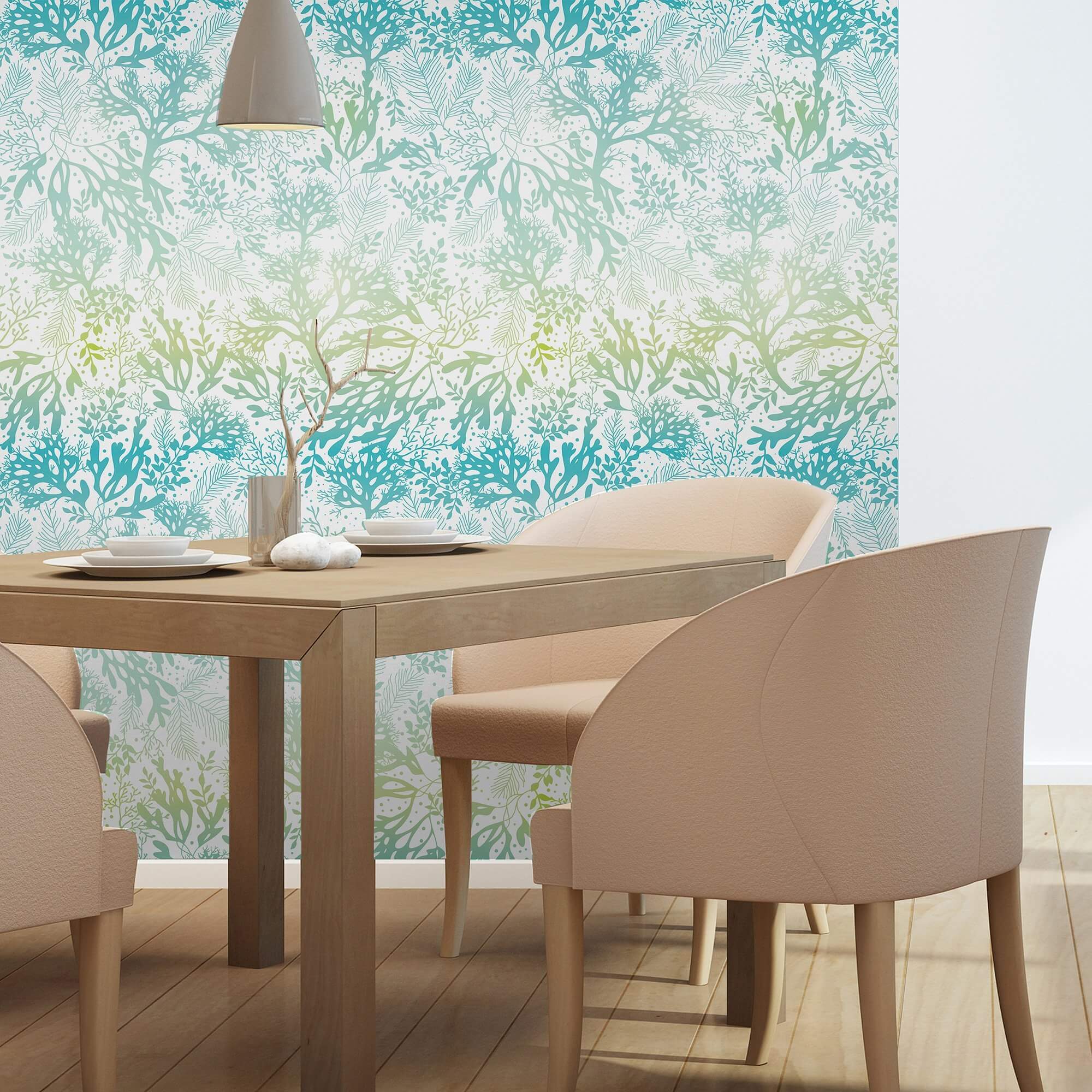 Nautical Peel and Stick Removable Wallpaper - White & Turquoise Blue - 16.1