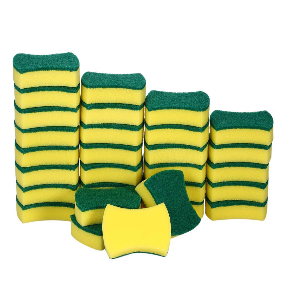30pcs Double-sided Scouring Sponges for Kitchen, Bathroom & Garage Cleaning