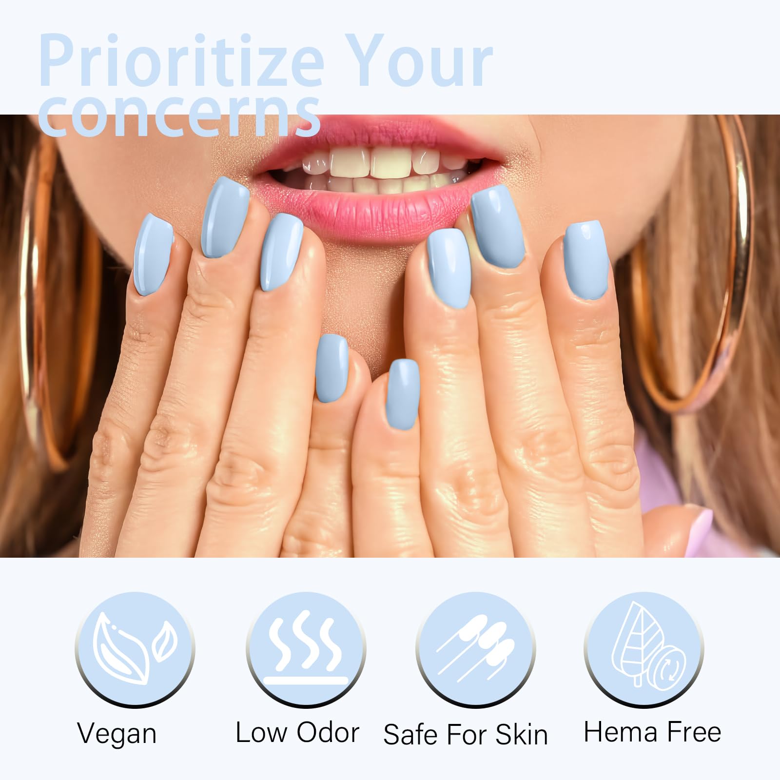 15ml Light Blue Gel Nail Polish - Pastel Blue UV Soak Off Nail Gel with High Gloss Finish | DIY French Manicure & Salon Quality | Perfect for Spring Nails, Bridal Party, and Special Occasions