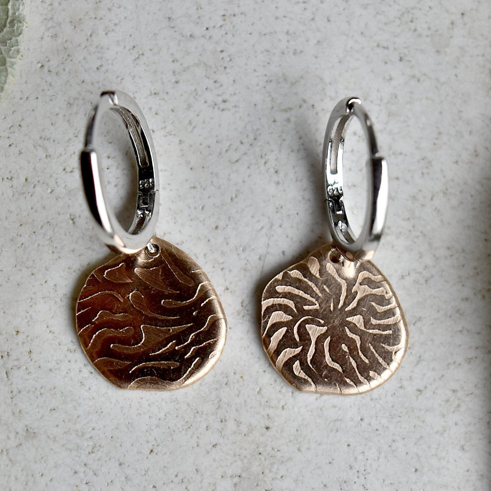 Stylish Silver Huggie Hoop Earrings with Elegant Bronze Drop - Perfect for Everyday Wear, Date Nights & Special Occasions