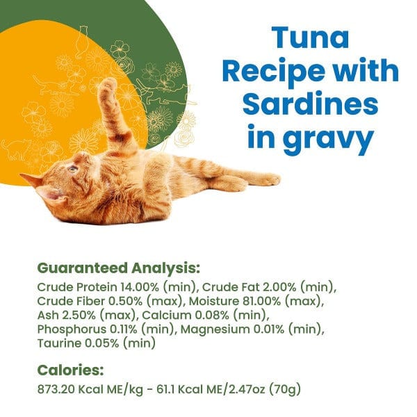 Almo Nature HQS Complete Tuna with Sardines in Gravy Canned Cat Food - High Protein Wet Cat Food for Adult Cats - Perfect for Mealtime & Weight Management