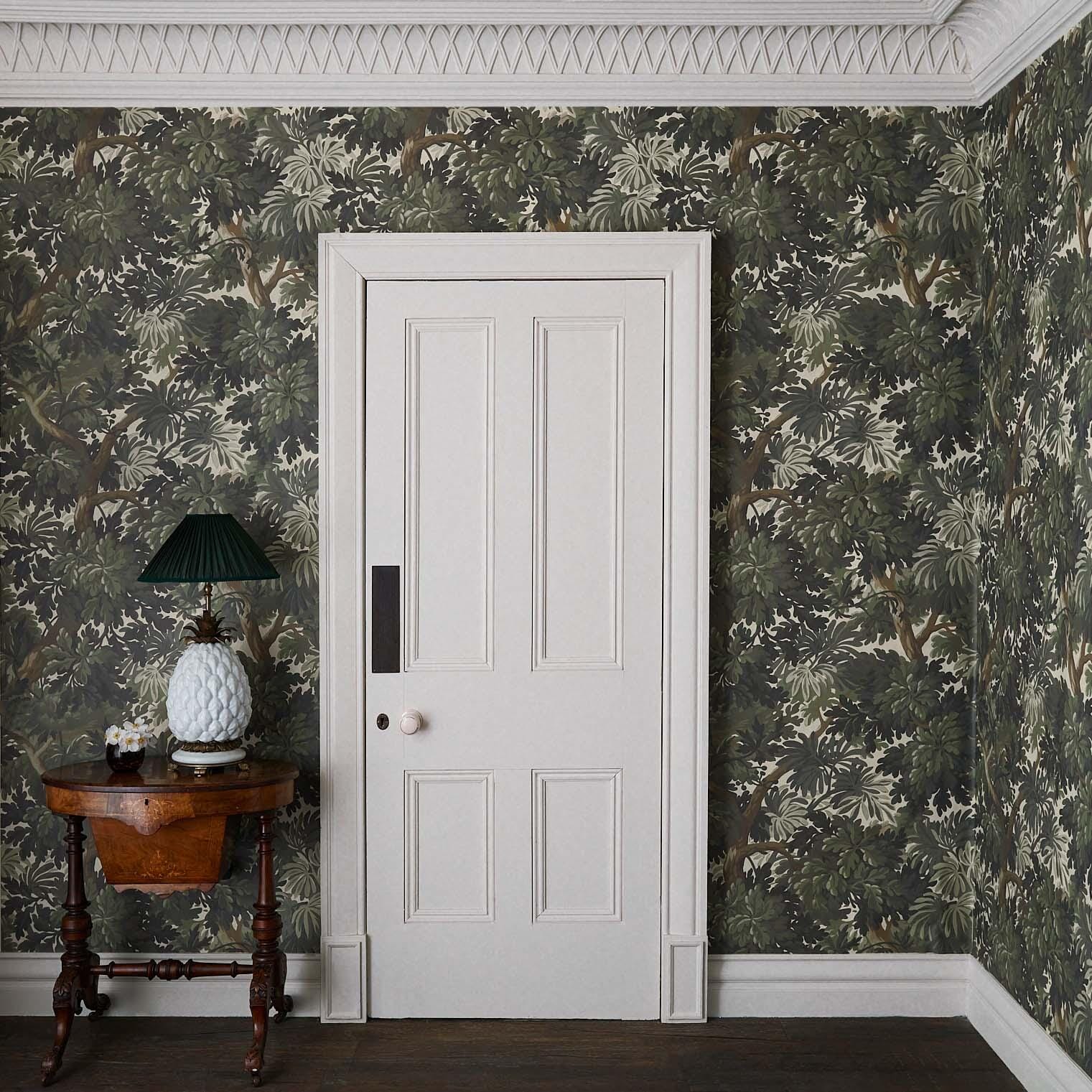 FORIS MAGNA Premium Peel and Stick Wallpaper - Verdure Green Floral Design - Easy DIY Home Decor for Living Room, Bedroom, or Office