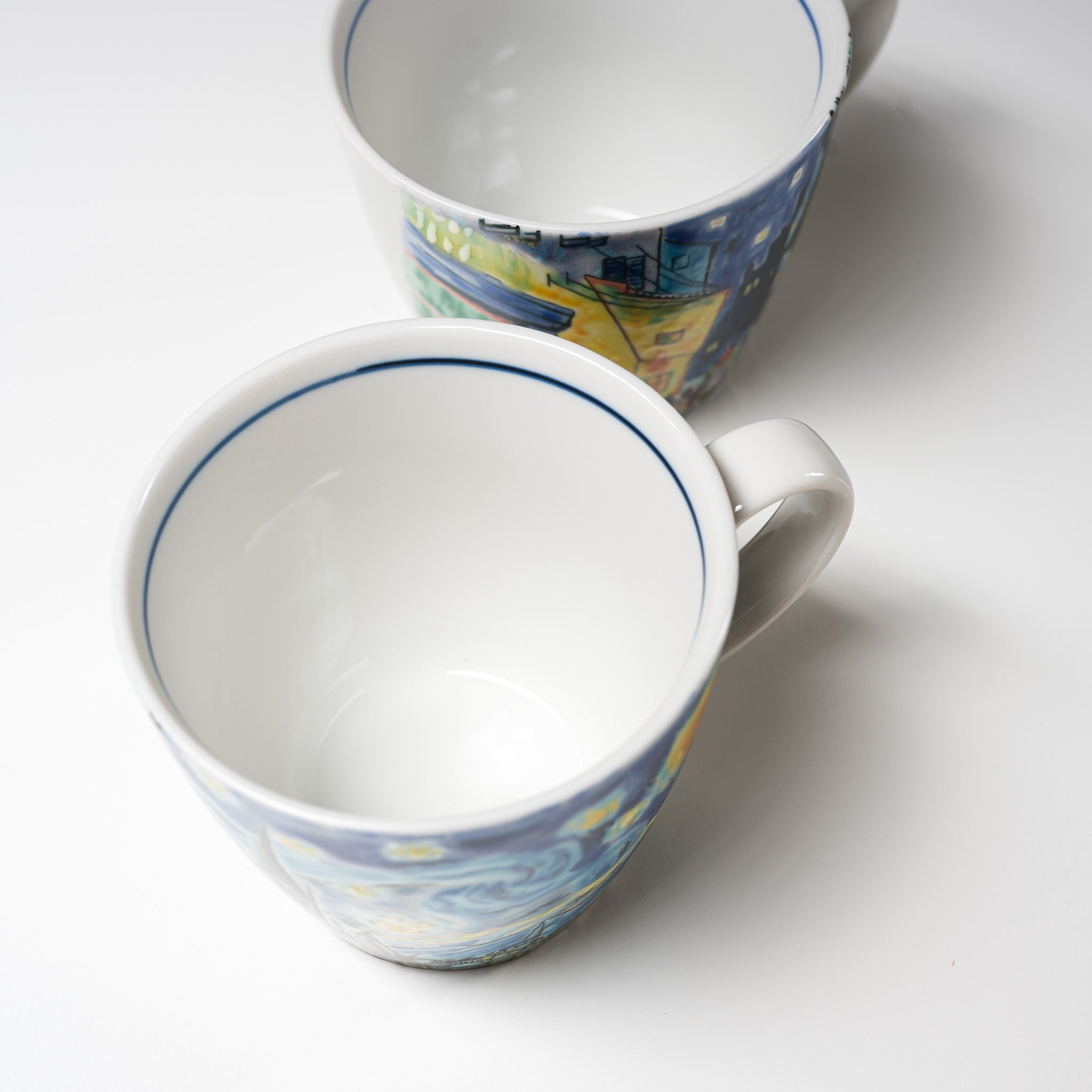 Kutani Ware Van Gogh Pair Mug Cups - Japanese Handcrafted Porcelain Coffee Mugs for Couples - Perfect for Romantic Coffee Dates & Home Decor