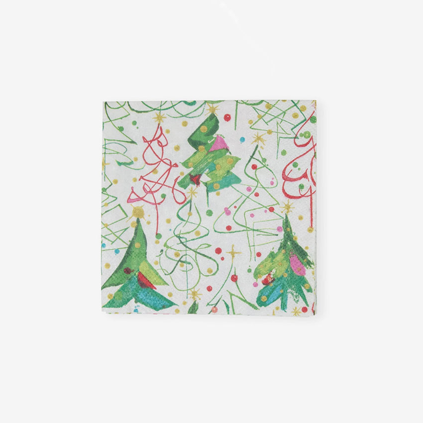 Caspari Premium Pop Christmas Napkins - 16-Pack Holiday Dinner Napkins for Christmas Party, Festive Table Decor, and Seasonal Celebrations