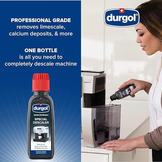 Durgol Swiss Espresso Descaler & Decalcifier - 4.2 fl oz (Pack of 2) - Works with All Espresso Machines & Coffee Makers - Perfect for Home, Office & Cafe Use