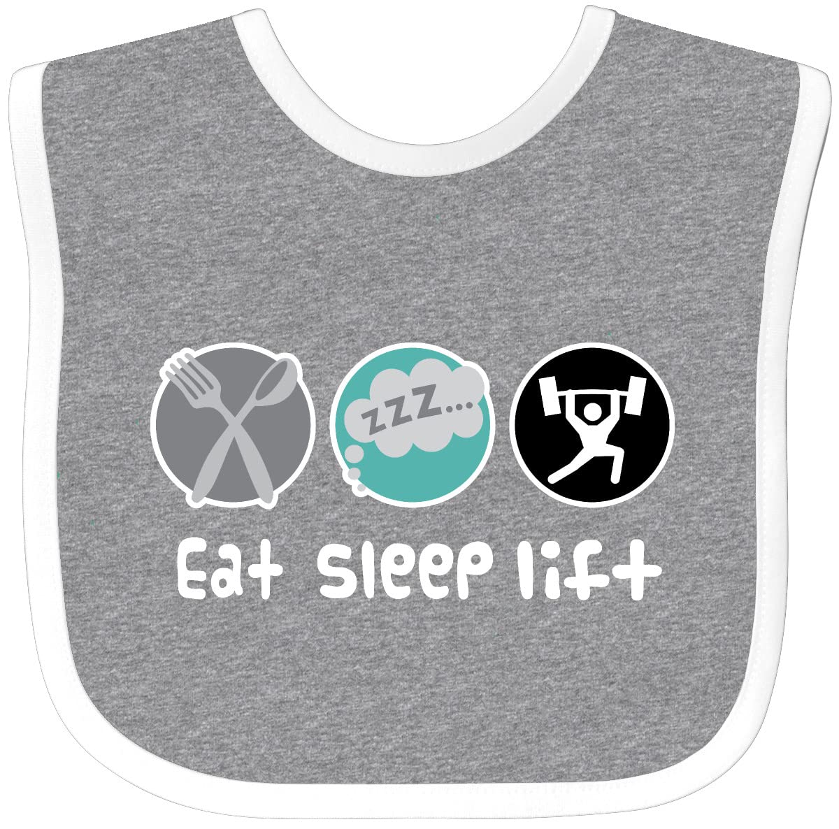 Inktastic Weightlifting Eat Sleep Lift Sports Baby Bib - Soft Cotton Drool Bib for Infants & Toddlers - Perfect for Gym, Workout, and Fitness Enthusiast Parents