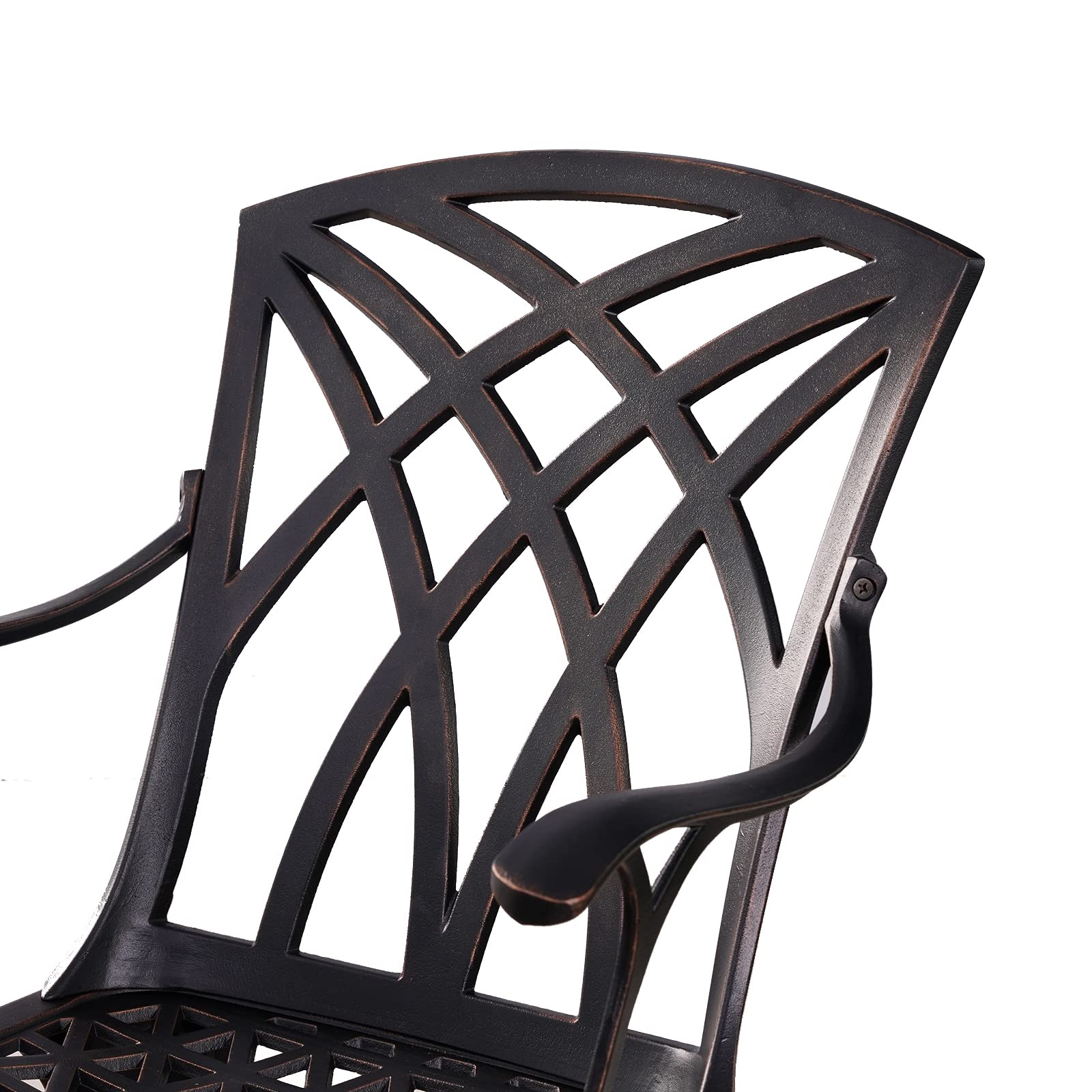 **All-Weather Cast Aluminum Patio Chairs Set of 2 with Armrests - Durable Outdoor Dining Chairs for Garden, Deck & Backyard in Antique Bronze - Perfect for BBQs, Poolside Lounging & Outdoor Entertaining**