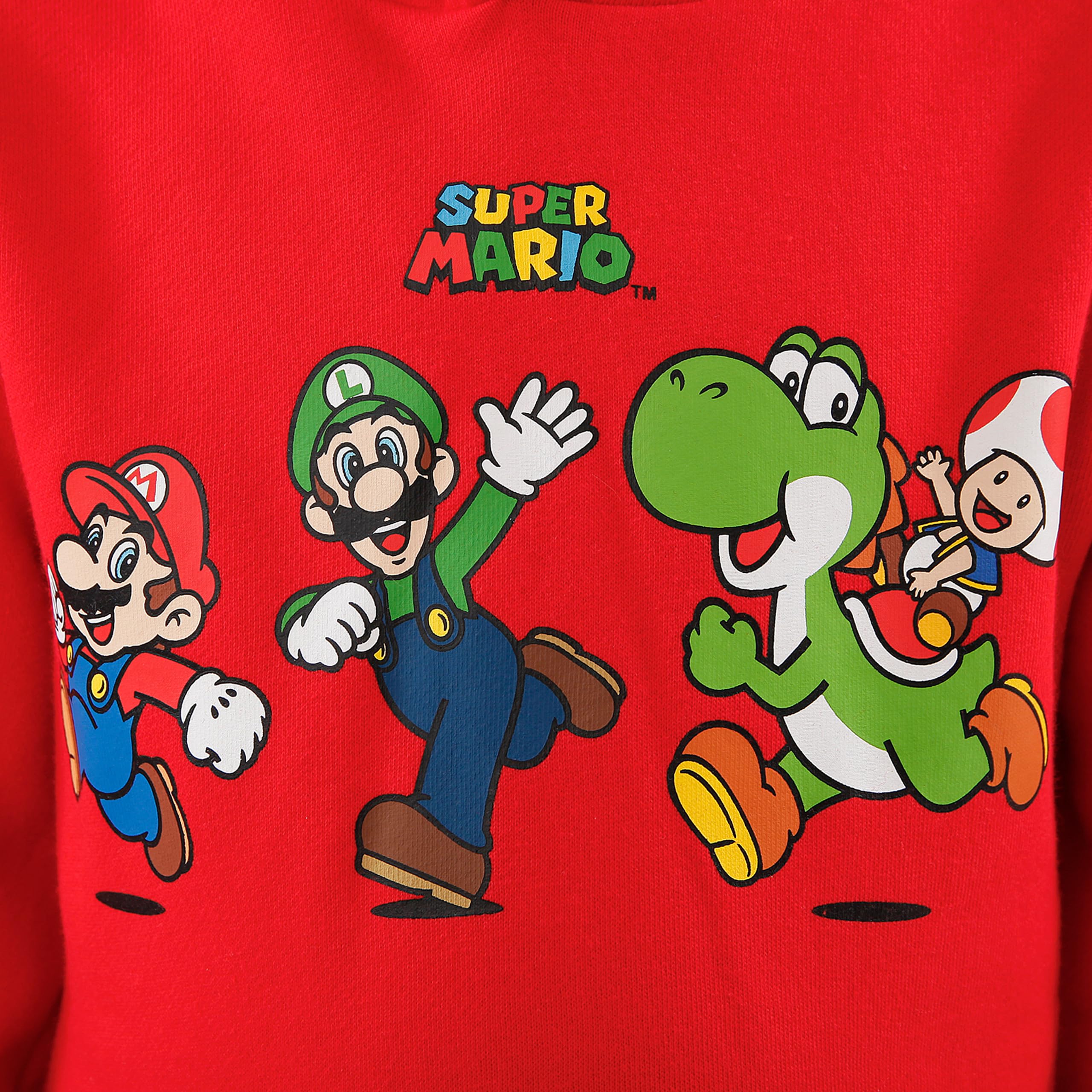 Official Licensed Super Mario Hoodie for Boys | Mario & Luigi & Yoshi Themed Sweatshirt | Ages 3-13 | Perfect for Gaming Parties & Cosplay