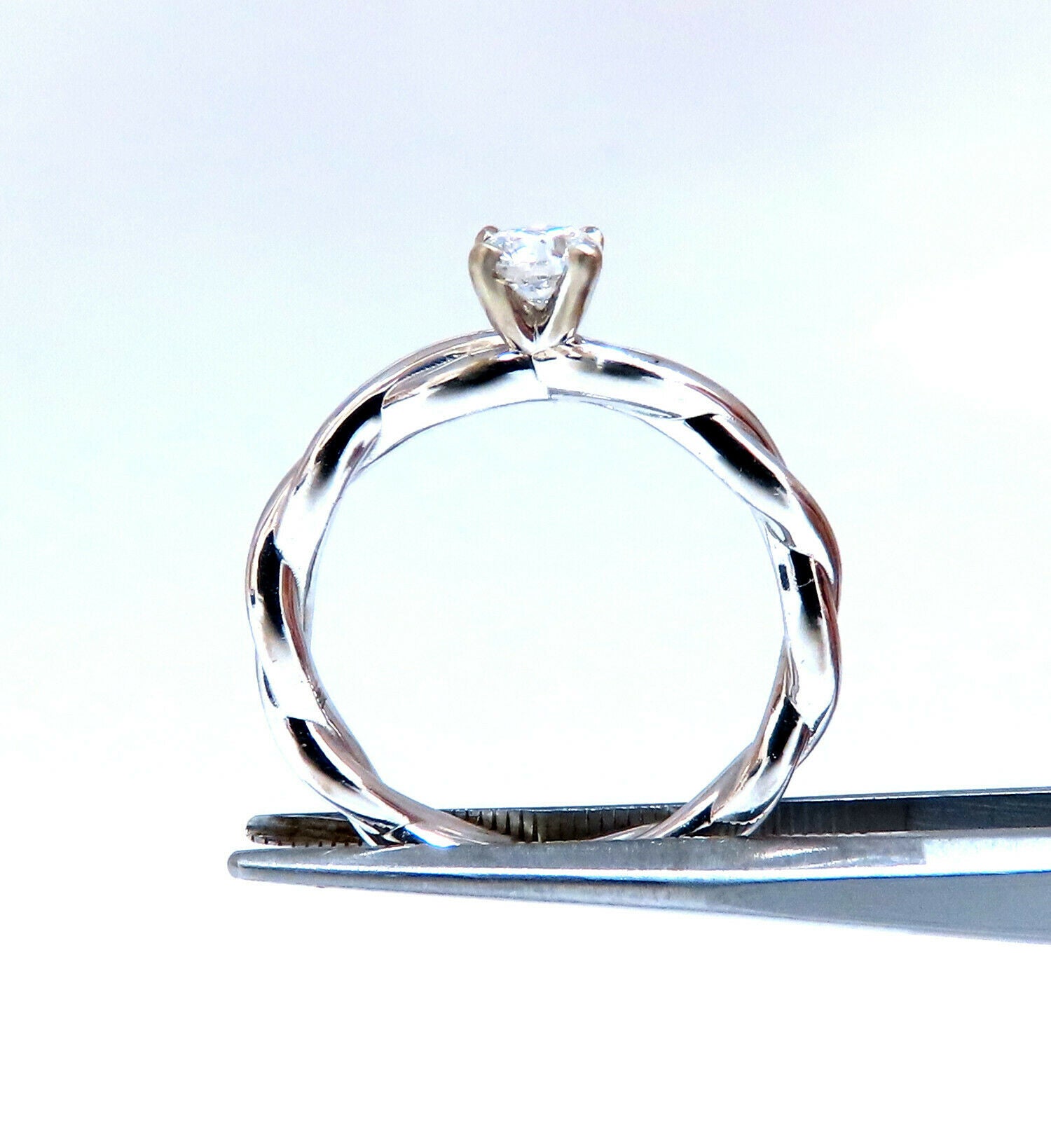 GIA Certified 0.32ct Round Diamond Engagement Ring 14K White Gold Classic Braid Design - Perfect for Proposals, Anniversaries & Special Occasions