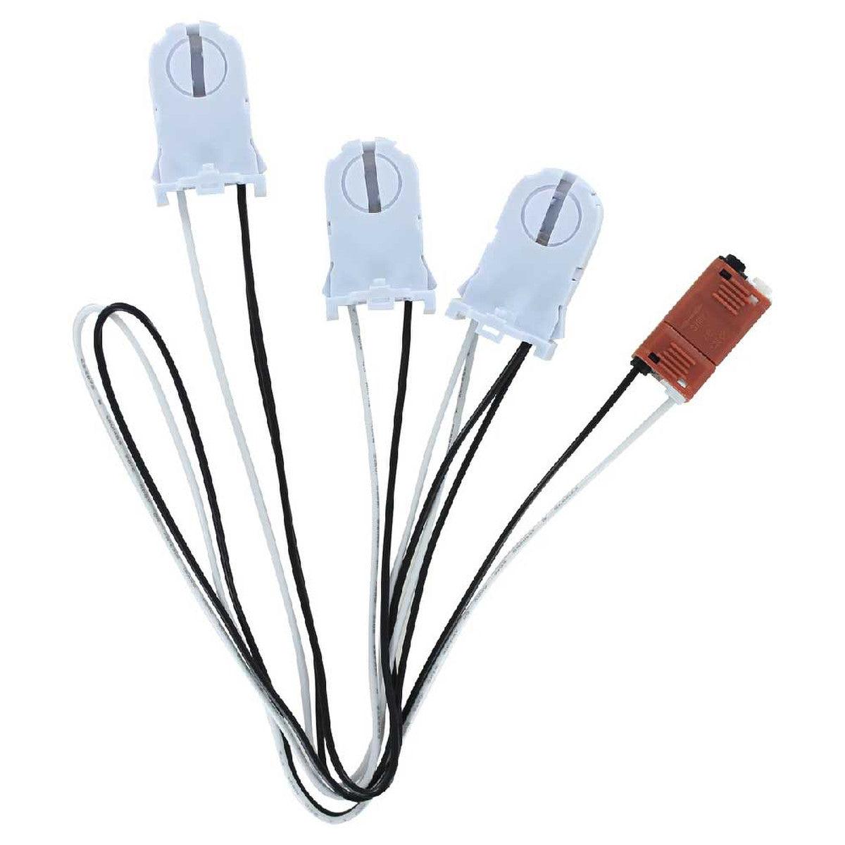3-Lamp LED Tube Wiring Harness with Tall Non-Shunted Sockets - Easy Retrofit for T8/T12 Fluorescent to LED Conversion (Perfect for Office, Warehouse & Garage Lighting Upgrades)