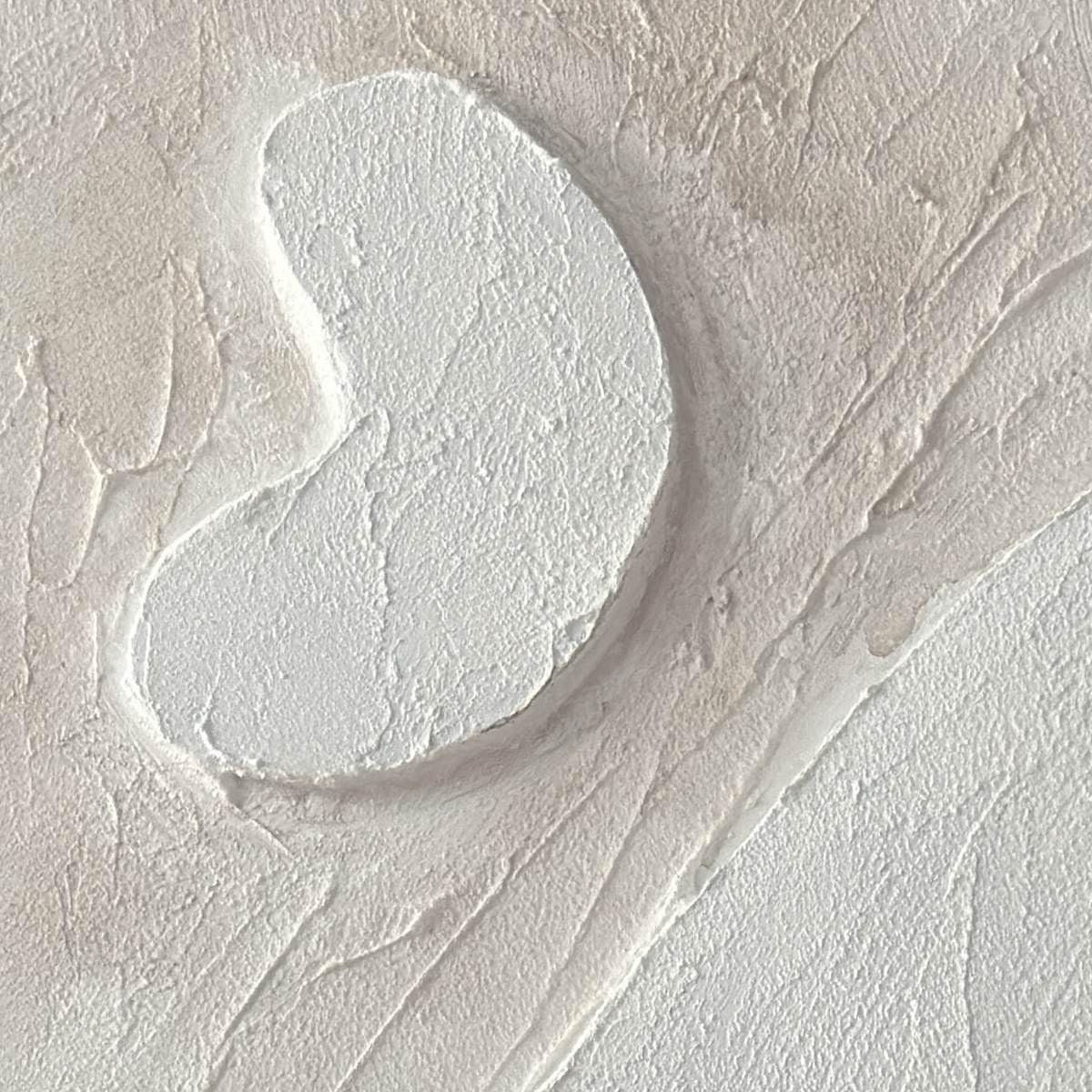 Yao or Miao White Textured Abstract Canvas Wall Art - 24x48 Inch 3D Hand Painted Oil Painting, Large Vertical Plaster Wall Decor for Living Room, Bedroom & Office | Modern Home & Office Decor