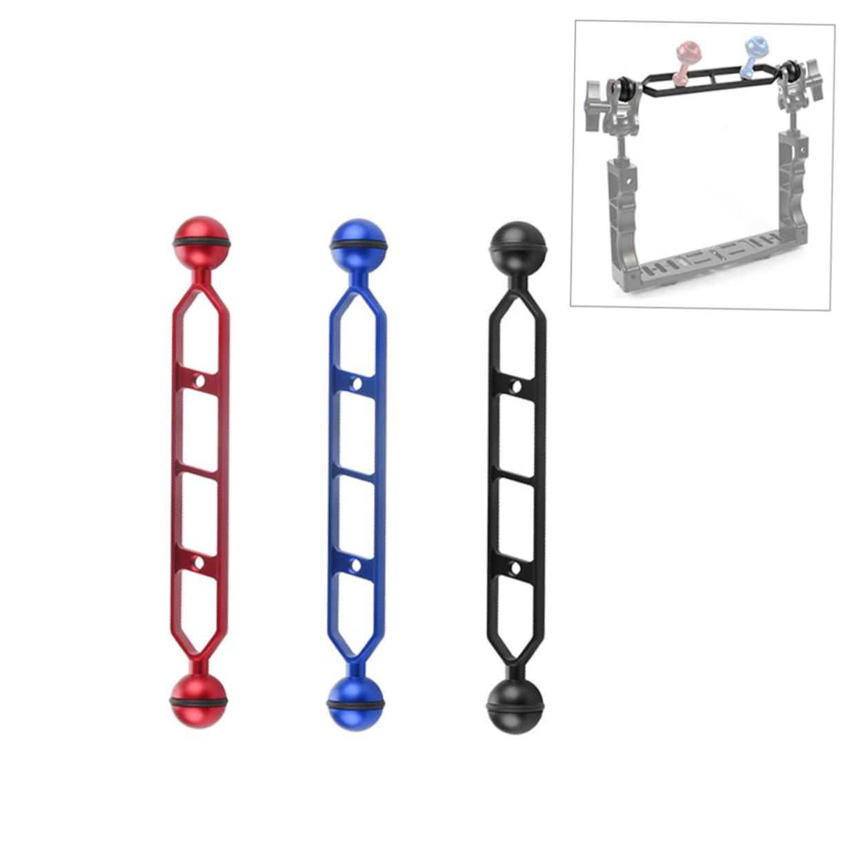 GRIRIW 9-in-1 Dual Ball Arm Underwater Photography Bracket - Aluminum Alloy Diving Light Mount for Scuba, Snorkeling & Underwater Videography