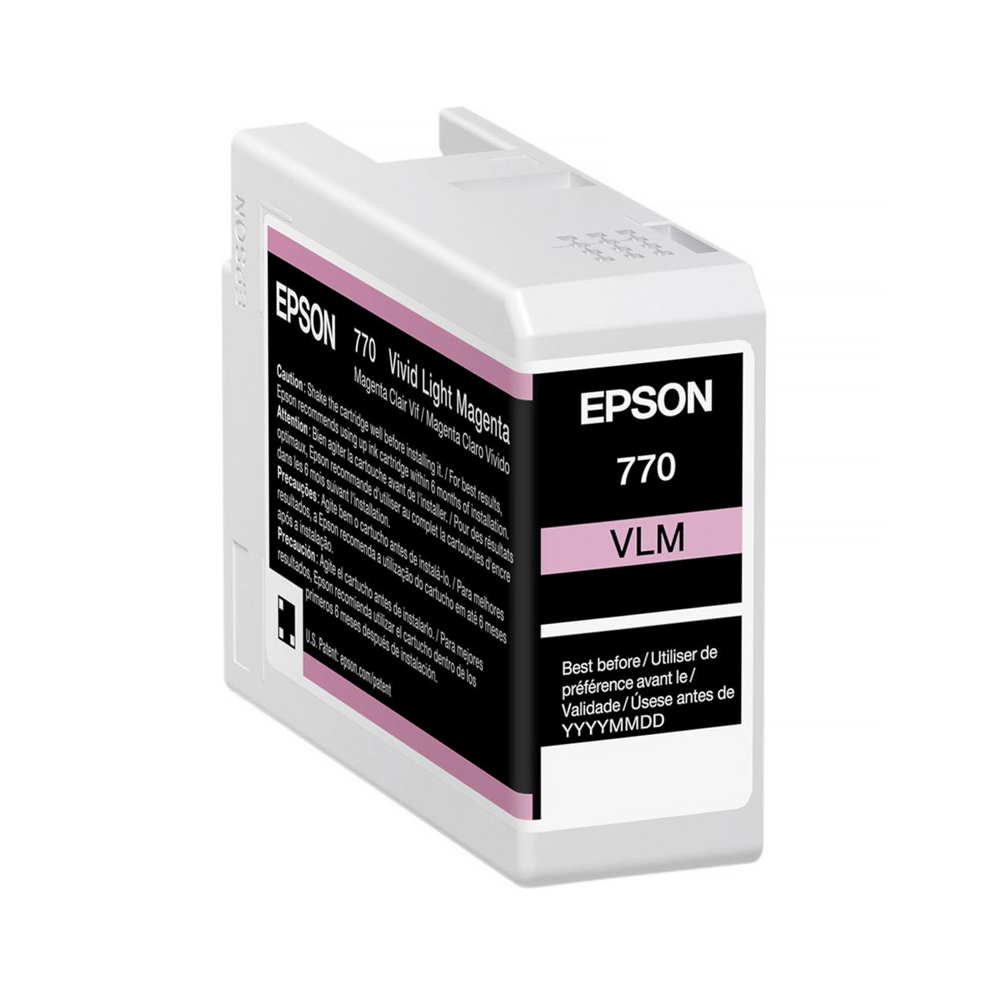 Epson T770 UltraChrome PRO10 Vivid Light Magenta Ink Cartridge - 25mL Replacement for SureColor P700/P900 Printers - Ideal for Professional Photography & Fine Art Printing
