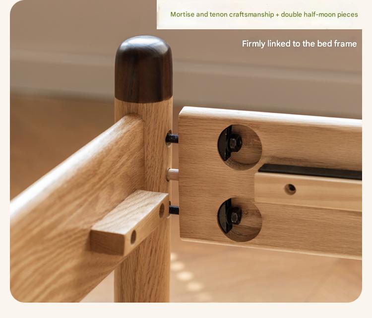 Solid Oak Wood Kids Bed - Sturdy & Safe Children's Bedroom Furniture for Toddlers & Teens - Perfect for Bedrooms, Daycare, and Guest Rooms