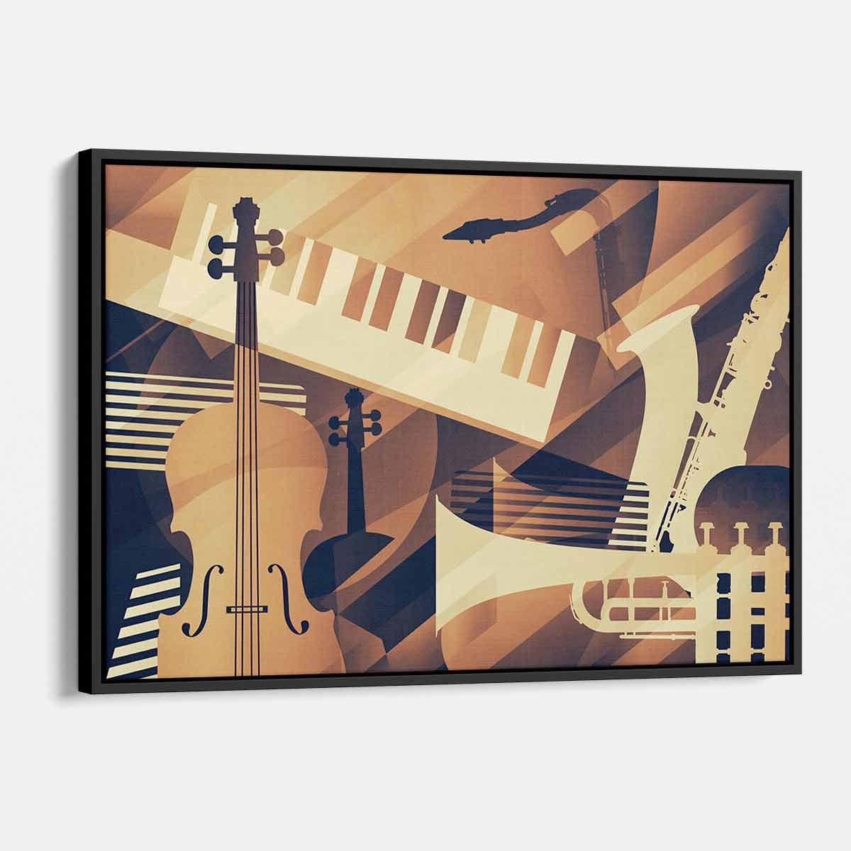 Abstract Jazz Art Canvas Print - Brown Modern Wall Decor for Living Room, Bedroom & Office | Premium Handmade Painting 0466