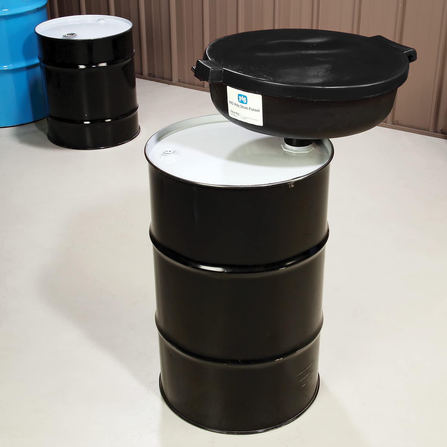 PIG Drum Funnel - Burpless Large Poly Drum Funnel for 30 & 55 Gallon Steel or Plastic Drums with 2