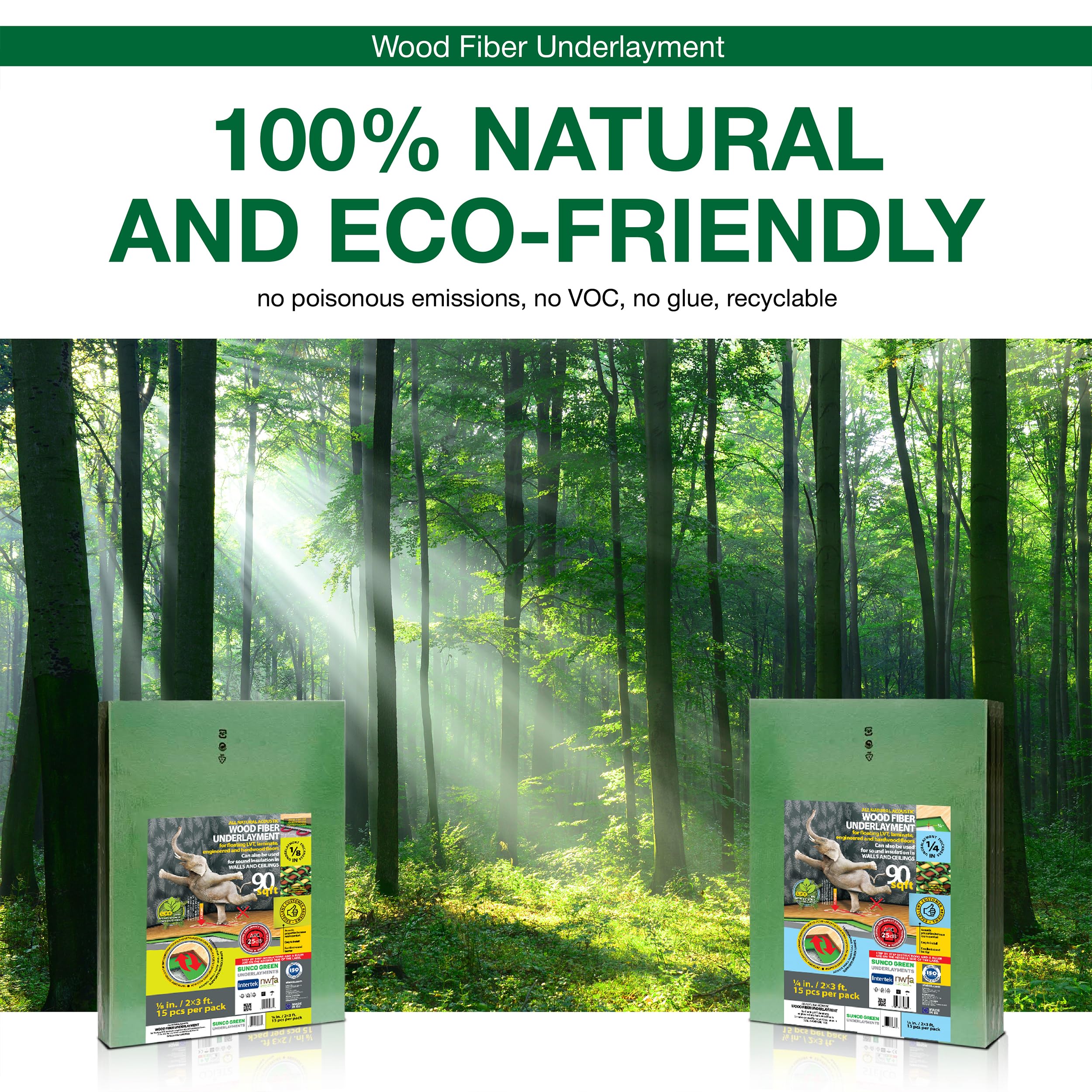 Premium 6mm (1/4 Inch) Wood Fiber Flooring Underlayment - 180 Sq Ft Roll | Natural Soundproofing & Insulation for Laminate, Vinyl, LVT, LVP, Hardwood Floors | Ideal for Home, Office & Commercial Flooring Installation